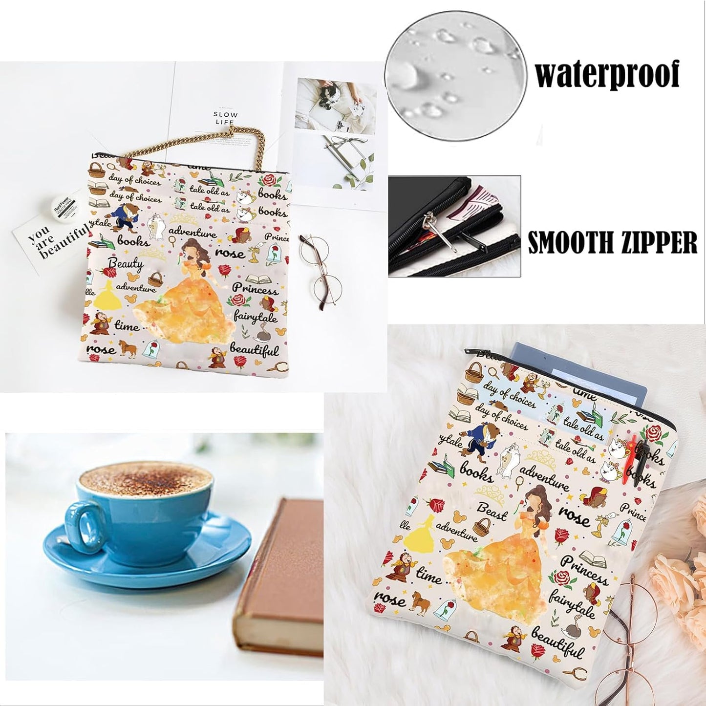 LQRI Princess Rose Book Sleeve Cartoon Movie Merchandise Lover Gift Beauty Gift