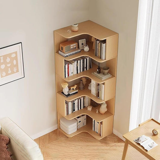 6-Tier Corner Bookshelf, Modern L-Shaped Bookcase with Anti-Tip Design, Freestanding Etagere Shelf for Home Office & Living Room Storage, Stylish Corner Display Rack