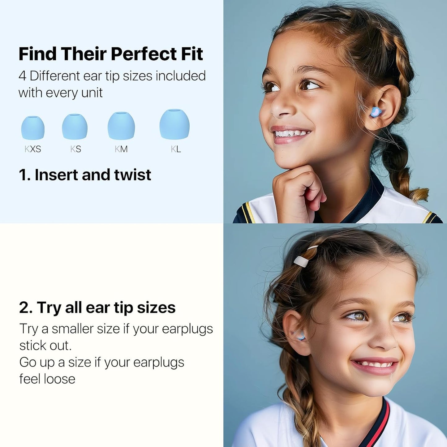Kids Ear Protection Kids Ear Plugs (6-12yrs) - Reusable Everyday Noise Relief for Child Adult with Small Ear Canal, for Focus, Anxiety, Stress, School, Home, Playtime –26 dB Noise Reduction