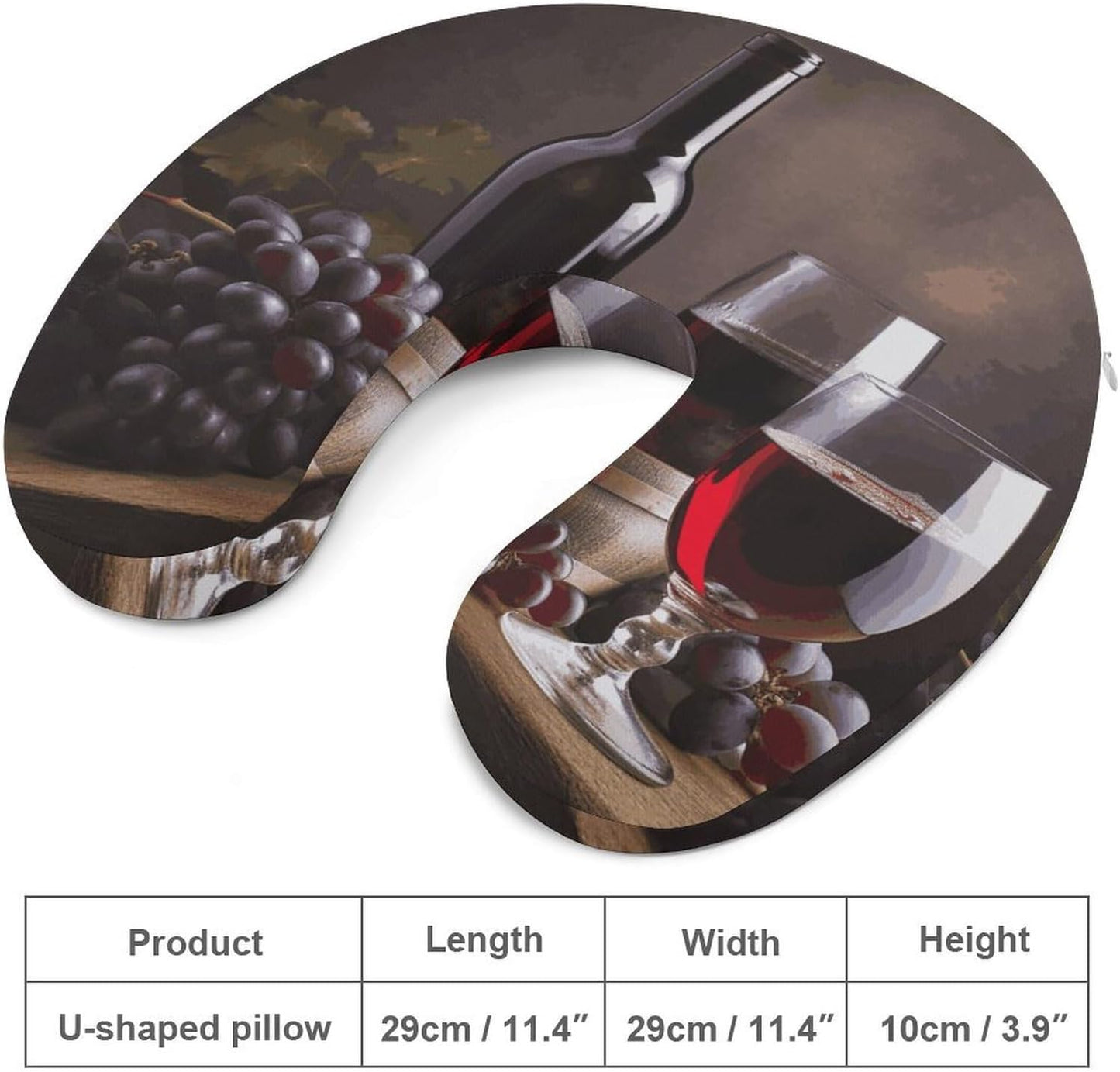 Grape Wine Neck Pillow Memory Foam U Shaped Pillows Portable Pillows for Shoulder Travel Head Support Pillow with Concealed Zipper for Airplane Car Home Office