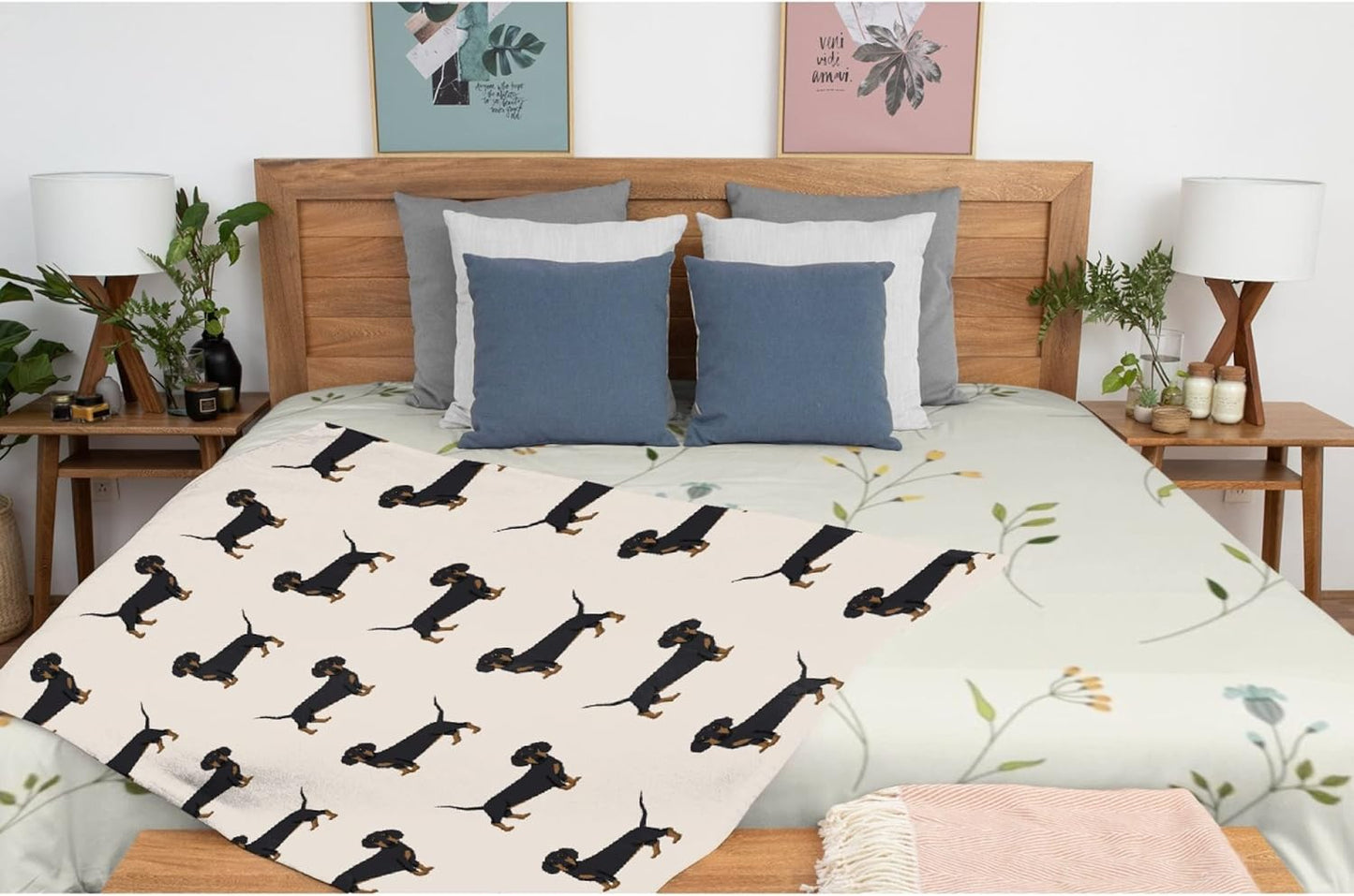 Cute Wiener Dog Dachshund Throw Blanket Fannel Fleece Super Soft Funny Blanket Travel Throw Blanket for Bed Couch Sofa 40 x 50 Inch for Kid