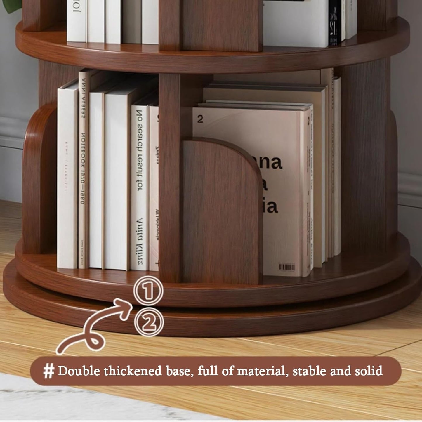 Rotating Bookshelf Tower, 360° Display 3/4/5 Tier Floor Standing Bookcase Storage Rack for Small Spaces - Corner Bookshelf for Bedroom, Living Room, and Study