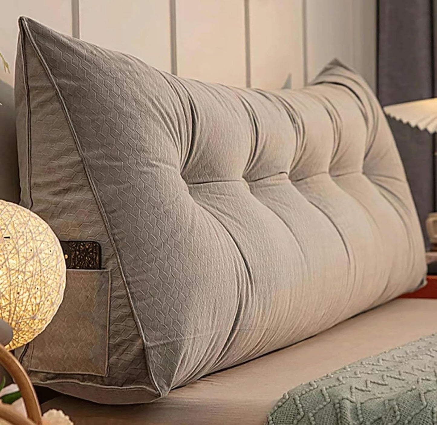 Wedge Body Positioners Pillow Reading Bedrest Throw Pillows Large Bolster Headboard Back Support Lumbar Cushion Pillow for Daybed with Removable Cover(Size:80 * 20 * 50 cm,Color:Silver Gray)