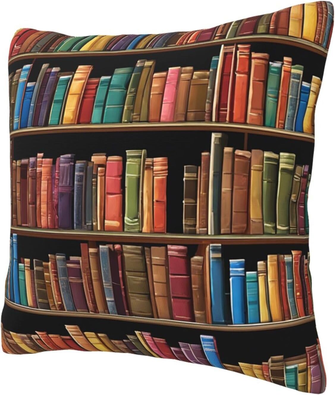All-Season Square Pillow Covers 18"X18", Library Bookshelf, Decorative Throw Pillow Covers for Sofa Bed Couch, Hidden Zipper Cushion Cover, Square Lumbar & Accent Pillowcases for Home Decor