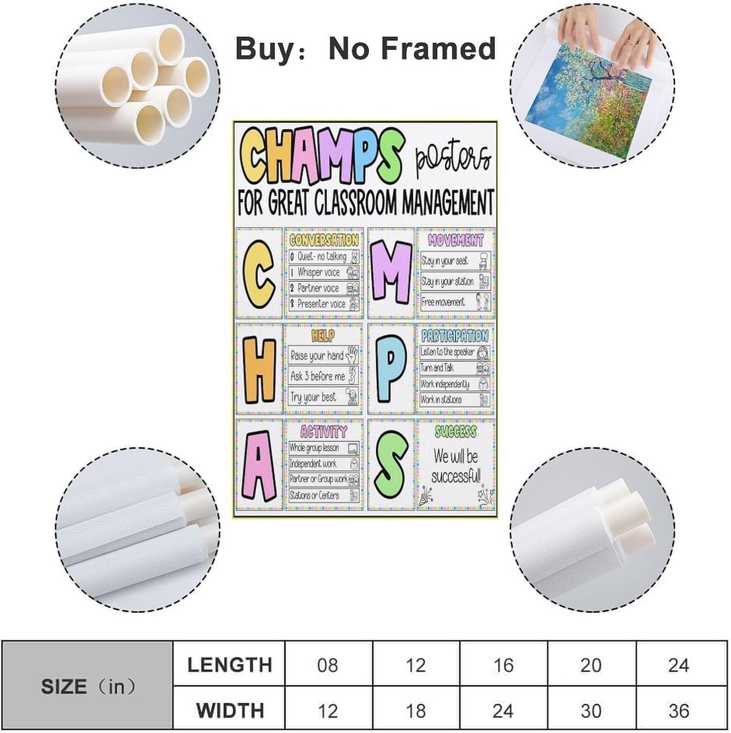 Ouyniei CHAMPS Posters Classroom Management Back to School Canvas Painting Posters Poster Wall Art Canvas Aesthetic 16x24inch(40x60cm) Unframe-style