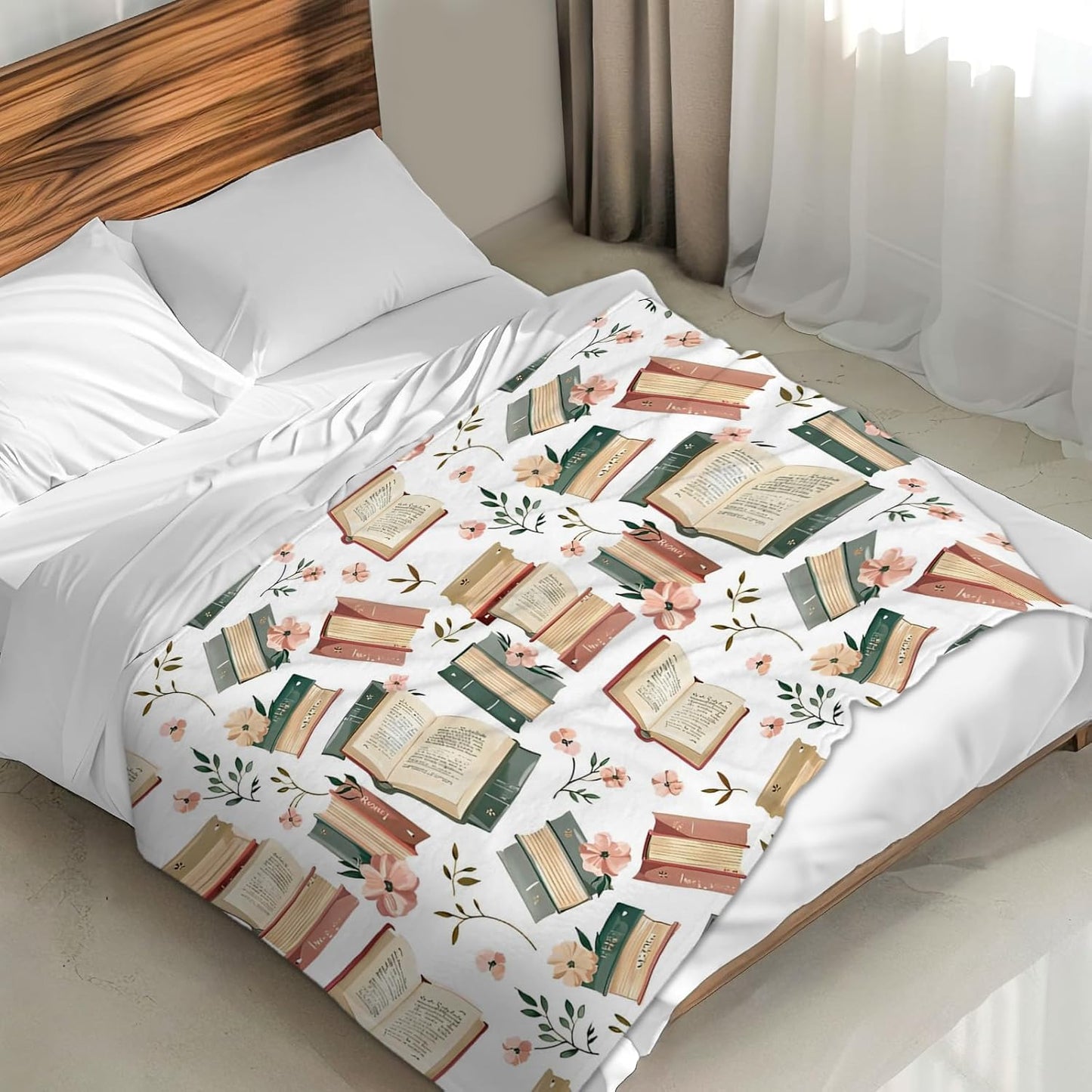 Book Lovers Gifts Blanket - Reading Blanket for Kids Boys Girls - 40x50 Inches Cute Lap Size Reading Throw Blanket for Library - Soft Fuzzy Comforter for Couch Sofa Bed