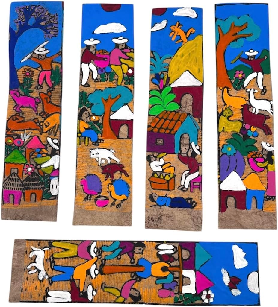 Jacq & Jürgen – Hand Painted Amate Paper Bookmarks, Set of 5 – Authentic Mexican Folk Art, Handmade & Unique (Heritage & Harvest Collection)