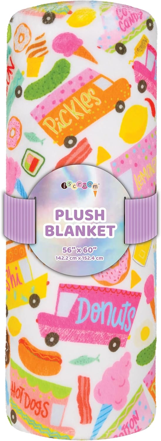 iscream Foodie Print Silky Soft Plush 56" x 60" Fleece Throw Blanket - Food Truck Fun