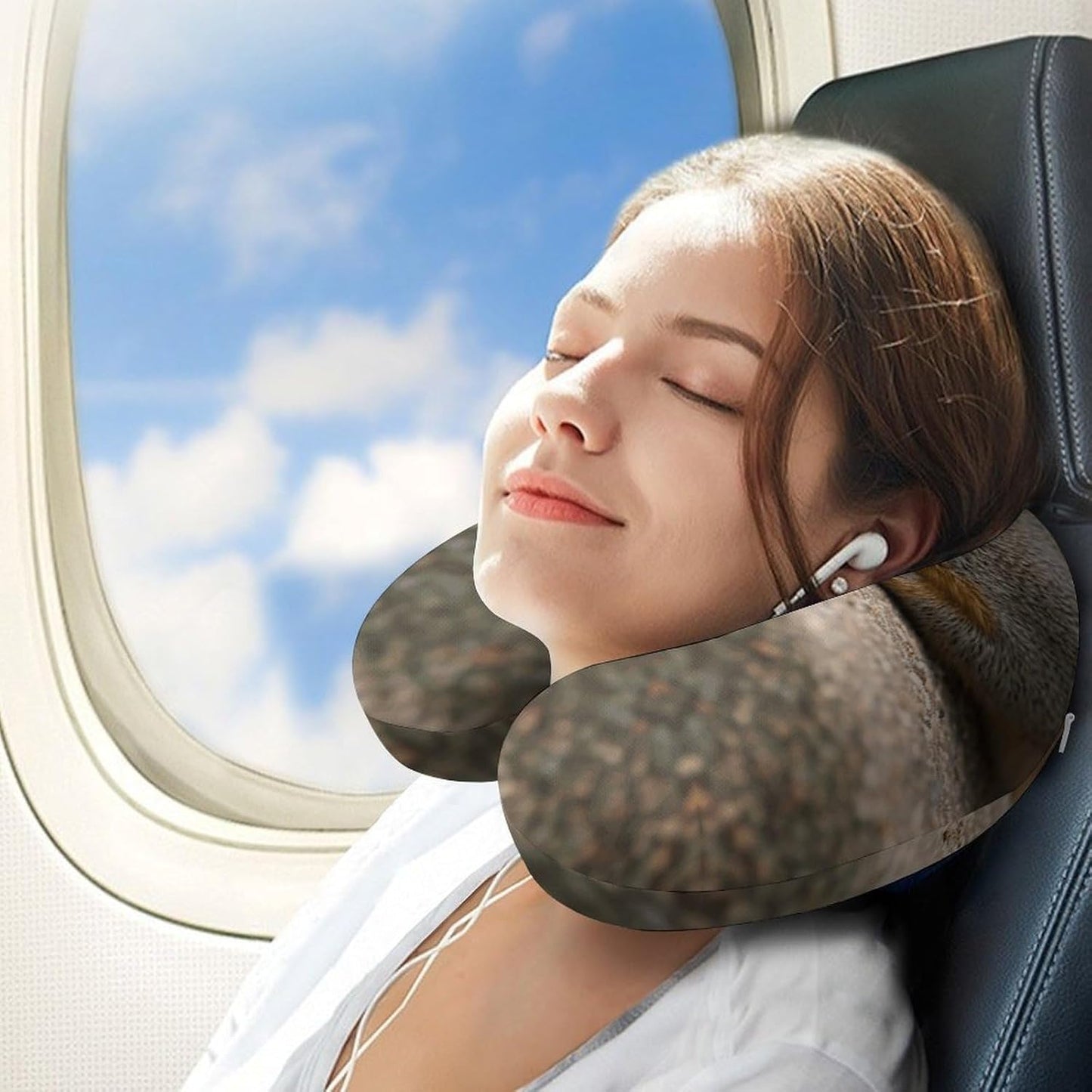 Squirrel Just Laying Neck Pillow Memory Foam U Shaped Pillows Portable Pillows for Shoulder Travel Head Support Pillow with Concealed Zipper for Airplane Car Home Office