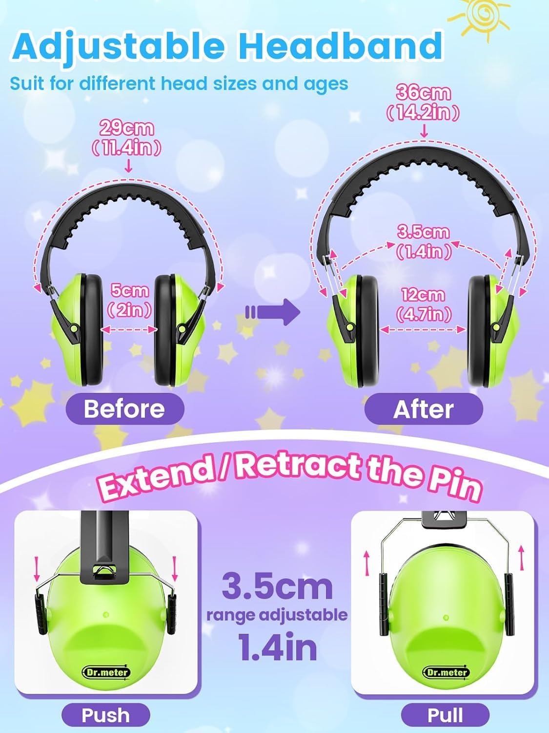 Ear Muffs for Noise Reduction: 27.4SNR Noise Cancelling Headphones for Kids Adults, EM100 Adjustable Classroom Hearing Protection Earmuffs for Monster Jam, Concerts, Fireworks, Autism Sensory