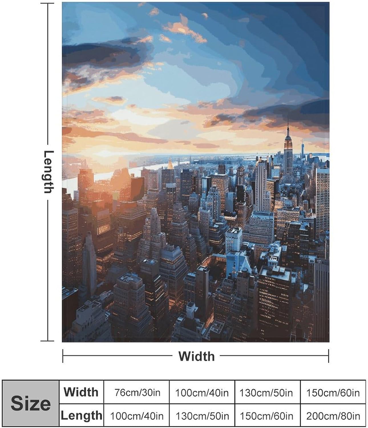 New York City Skyline Throw Blanket for Couch Super Soft Warm Lightweight Throw Blankets Cozy Flannel Bed Blanket Cute Decorative Blankets for All Seasons Home Decor Gift 50"*60"（130 * 150cm）