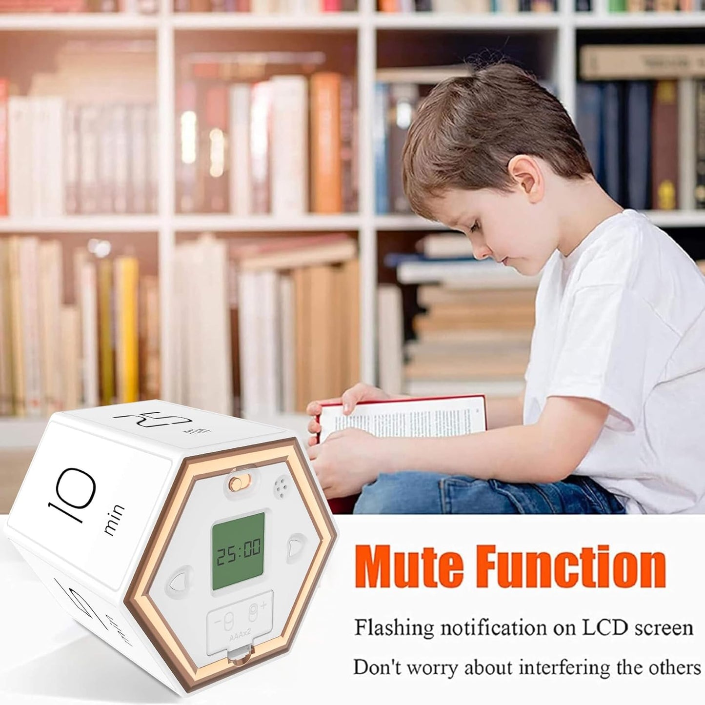Hexagon Flip Timer, Kitchen Timer for Cooking, Various Time Presets, LCD Digital Display, Magnetic Suction, Mute Alarm Modes, Practical Gift Ideal for Study, Office, Gym, Kitchen, etc. (White)