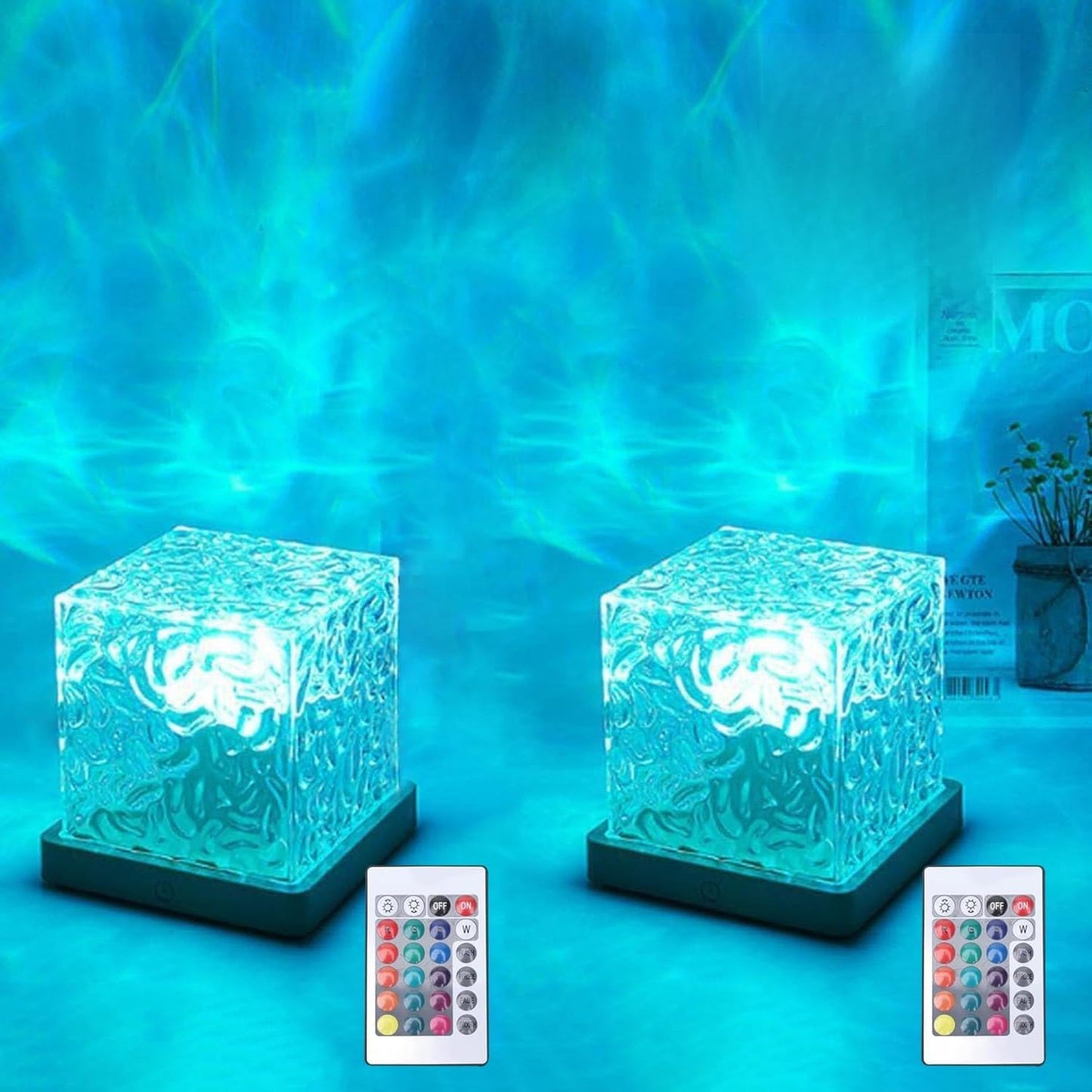 Ocean Wave Projector Light, 16 Color RGB Mood Light with Remote, 3D Water Ripple Night Light for Kids Room, Meditation, Yoga, Home Decor(2 Pcs)