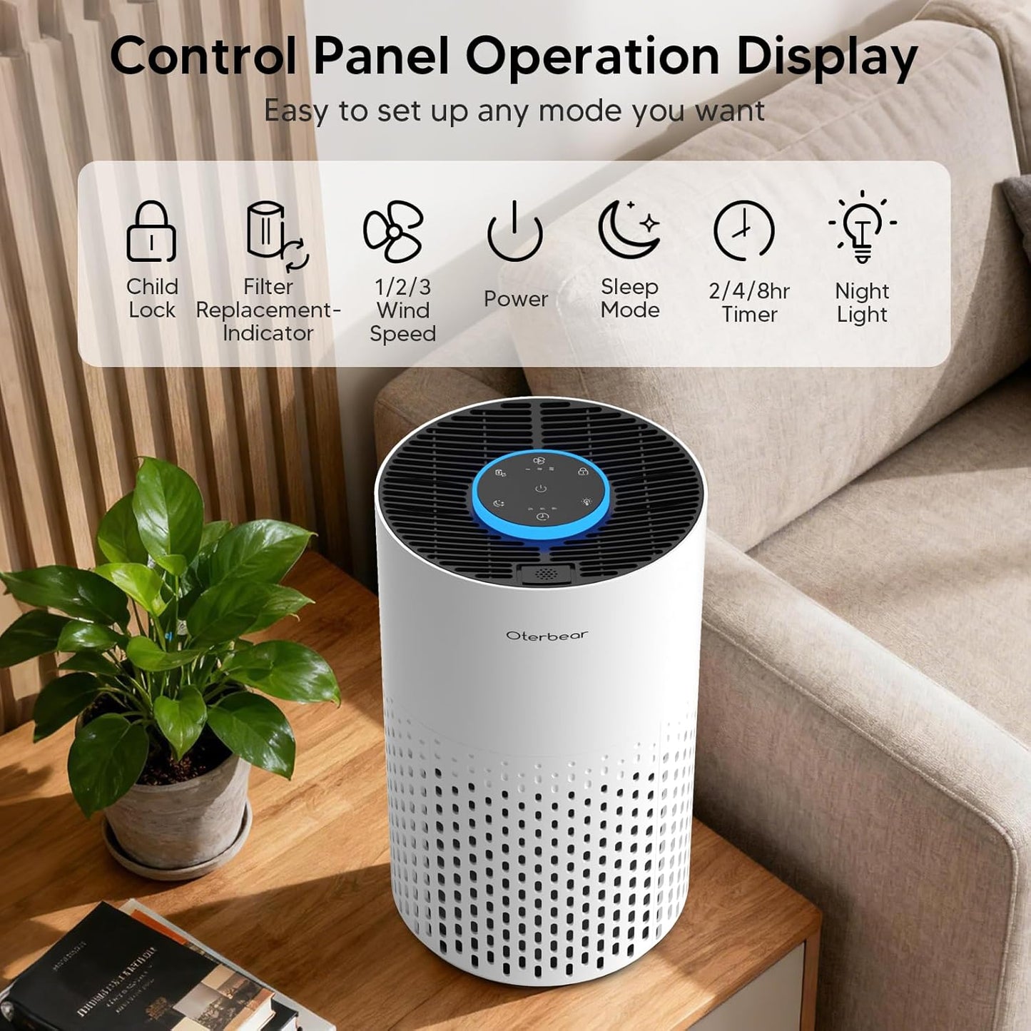 Air Purifiers for Home Bedroom Up to 1250 Ft² - HEPA Air Purifier with Aroma & Sleep Mode - 24dB Small Room Air Purifier for Allergies, Smoke, Dust, Pollen, Pet Dander,4000B,White