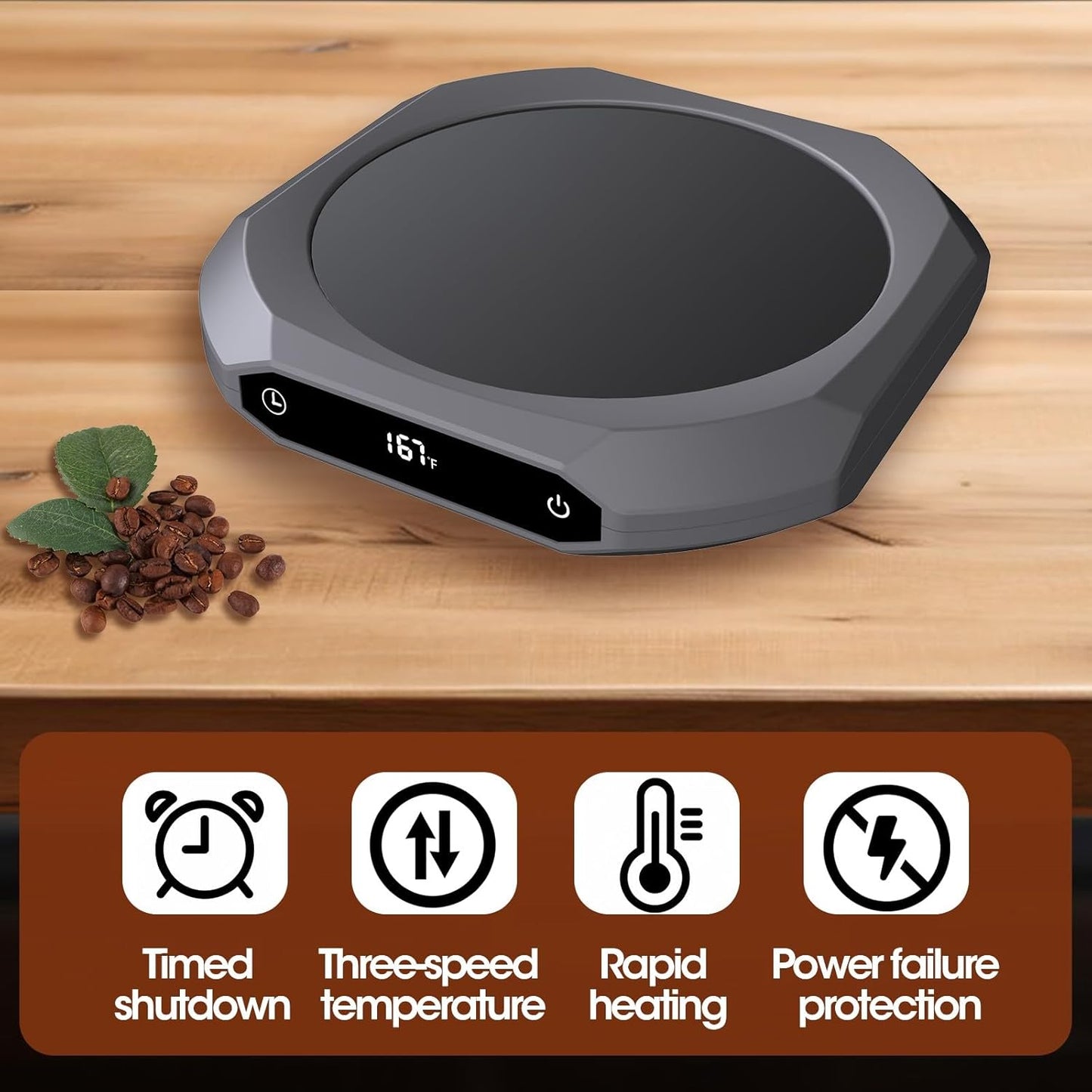Mug Warmer for Desk - 36W Smart Coffee Cup Warmer with Timer, Auto Shut Off, 3 Heat Settings, Keep Your Coffee Warm for Office Hours,Perfect Coffee Gifts (Gray)