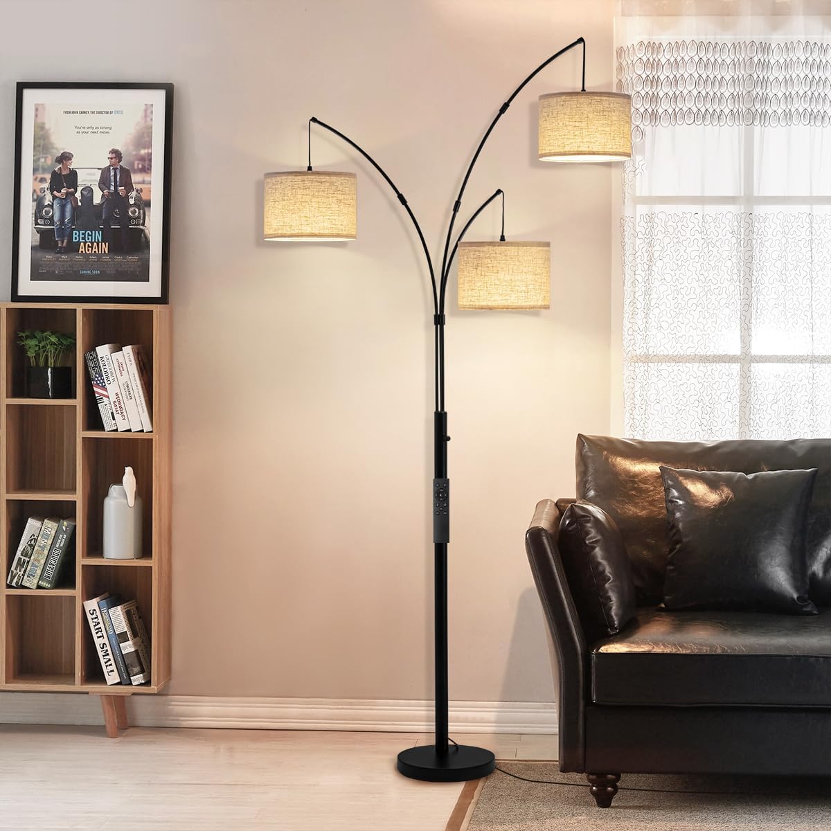 Floor Lamps for Living Room, 2400LM Super Bright Arc Floor Lamp with Remote Control, 3 Light Tall Floor Lamps with Stepless Dimmable, 80" Mid Century Tree Floor Lamp for Bedroom, Office