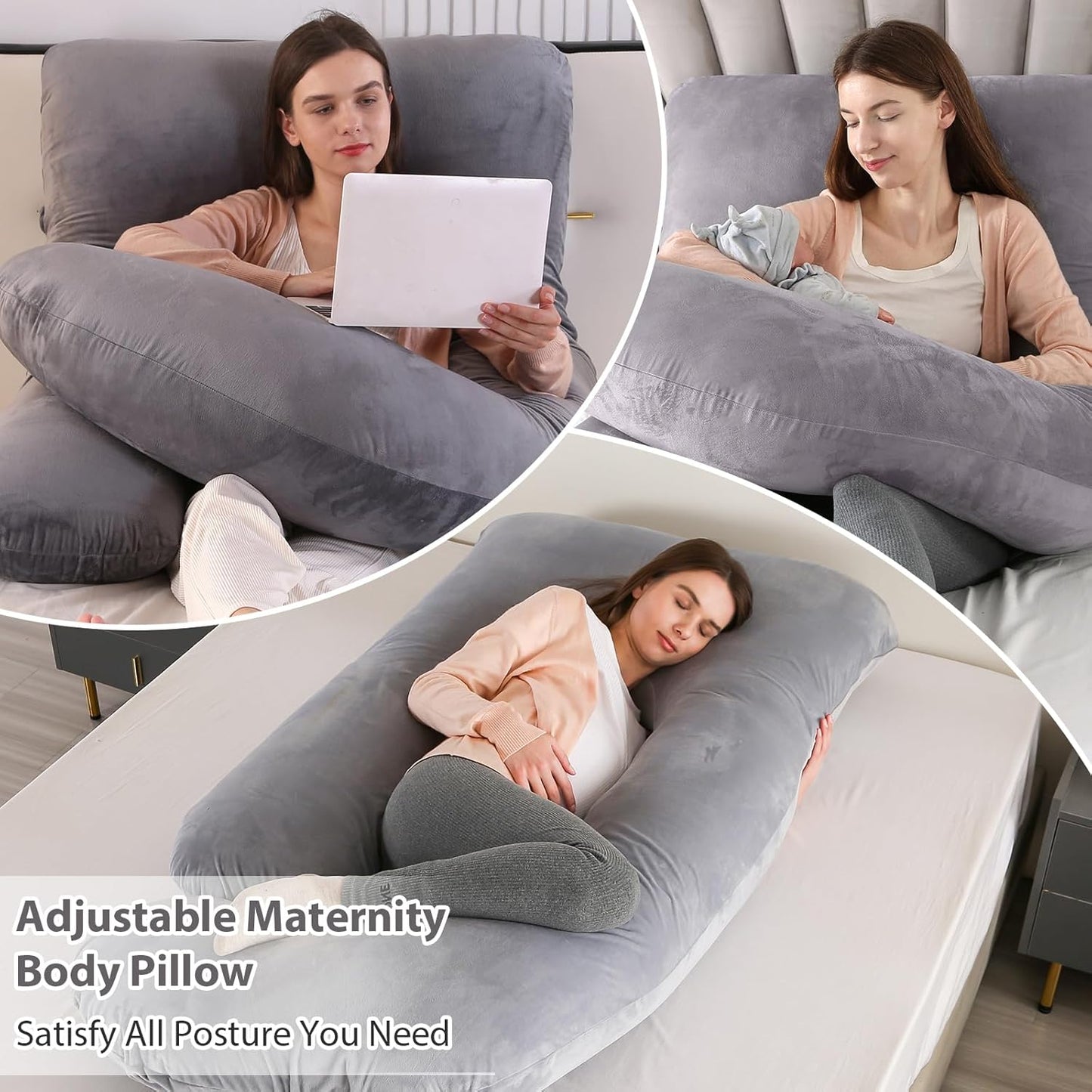 Victostar Pregnancy Pillow,57 inches U Shaped Maternity Pillow with Removable Cover Full Body Pillow Support for Back, HIPS, Legs, Belly