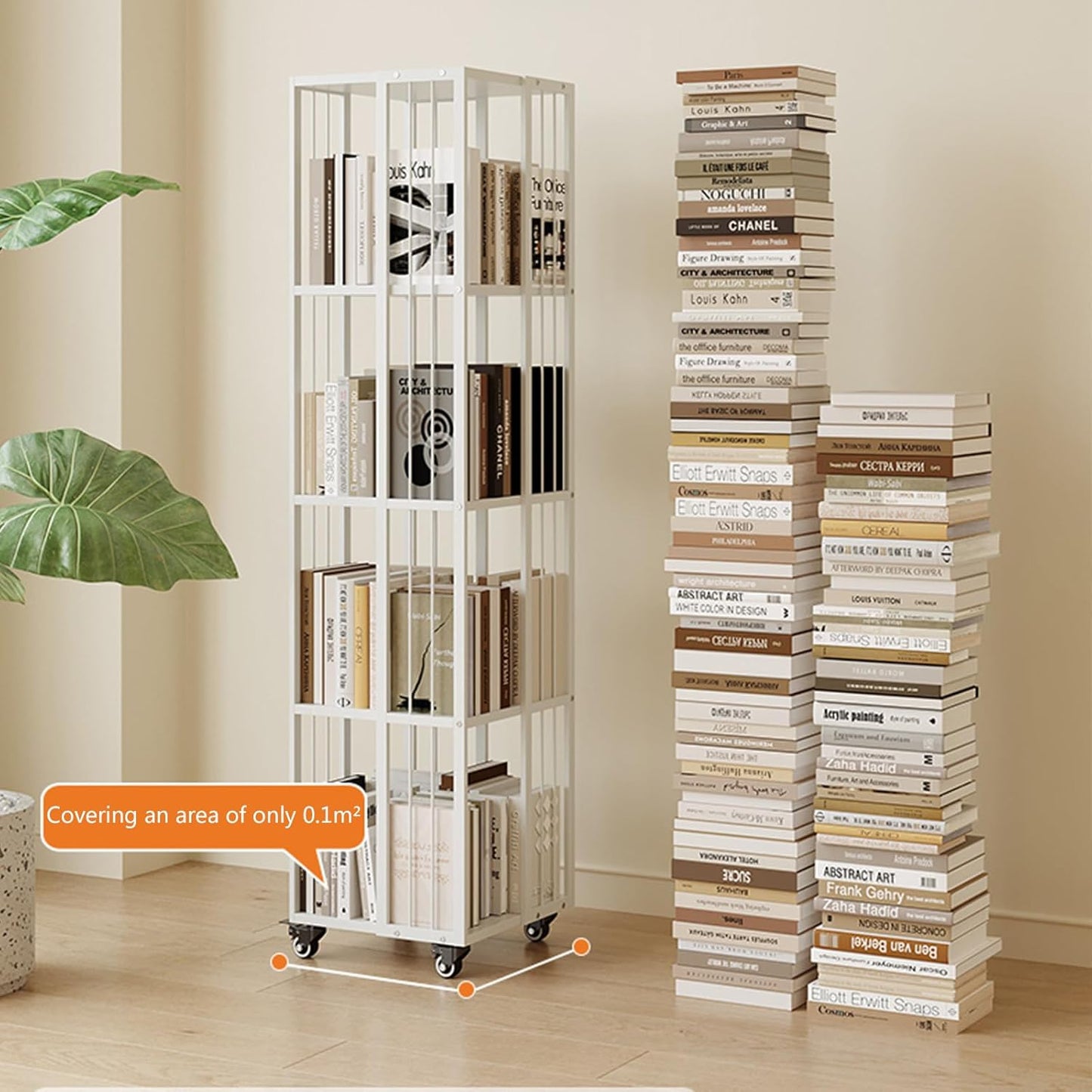 Book Shelf, Bookcase Tall Bookshelf Shelf Open Display Shelves Book Storage Organizer for Living Room Floor Standing Office Bookshelf 360° Rotation Children Bookcase