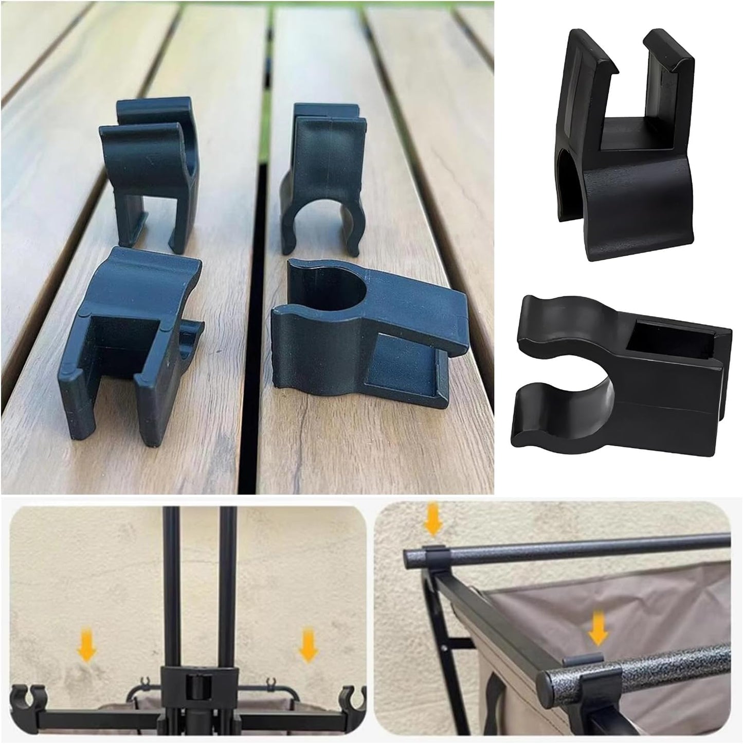 8 Pack Camping Wagon Table Top Attachment Buckle Snap-on Mount Pole Clip Fastener for Collapsible Utility Beach Park Wagons Cart with Folding Tabletop Rod Stick Support Outdoor Garden Picnic
