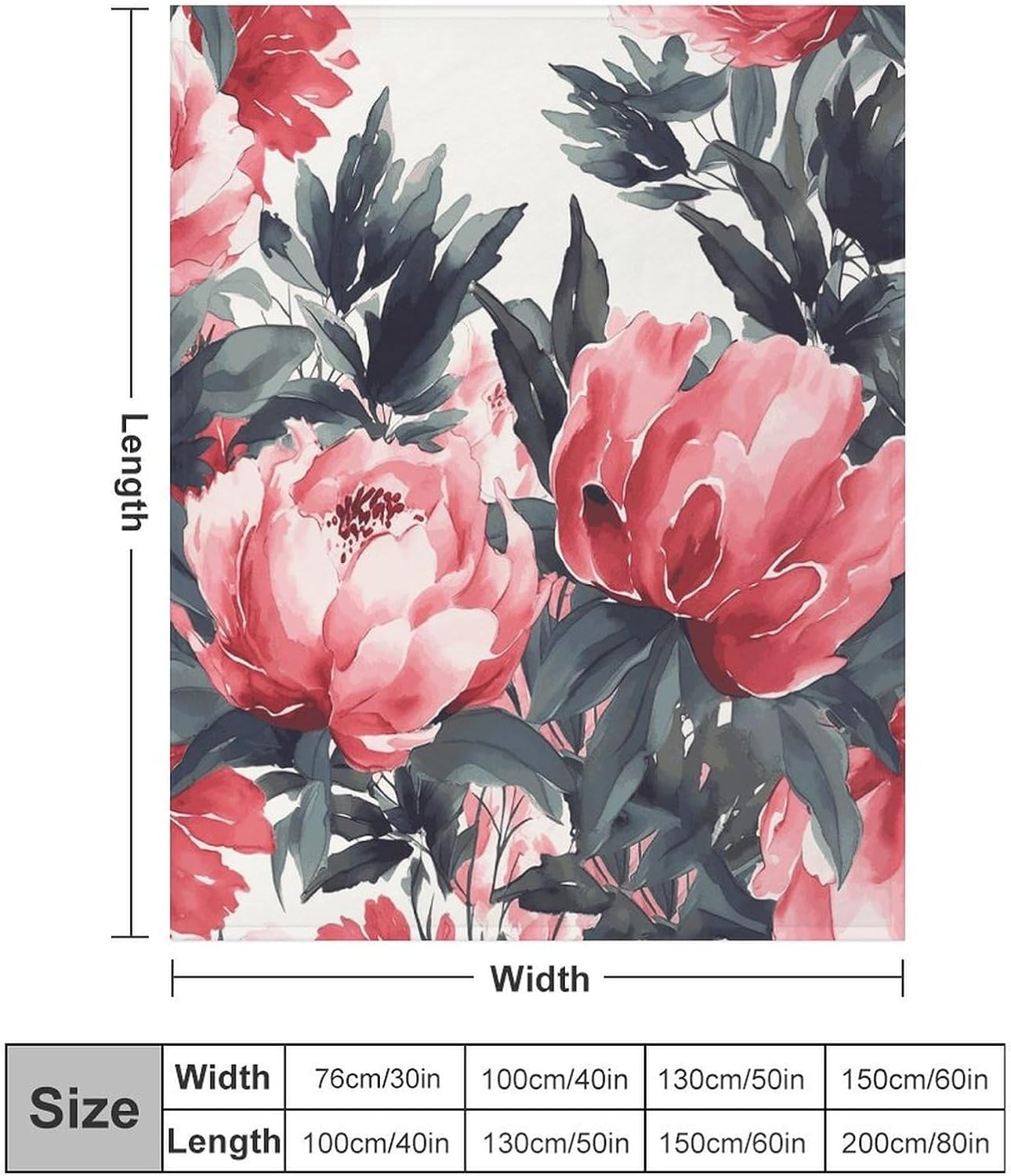 Peonies Spring Blanket Super Soft Lightweight Throw Blanket Cute Cozy Warm Bed Blanket Decorative Fuzzy Blanket All-Season Home Decor Gift for Sofa Couch Living Room 30"*40"（76 * 100cm）