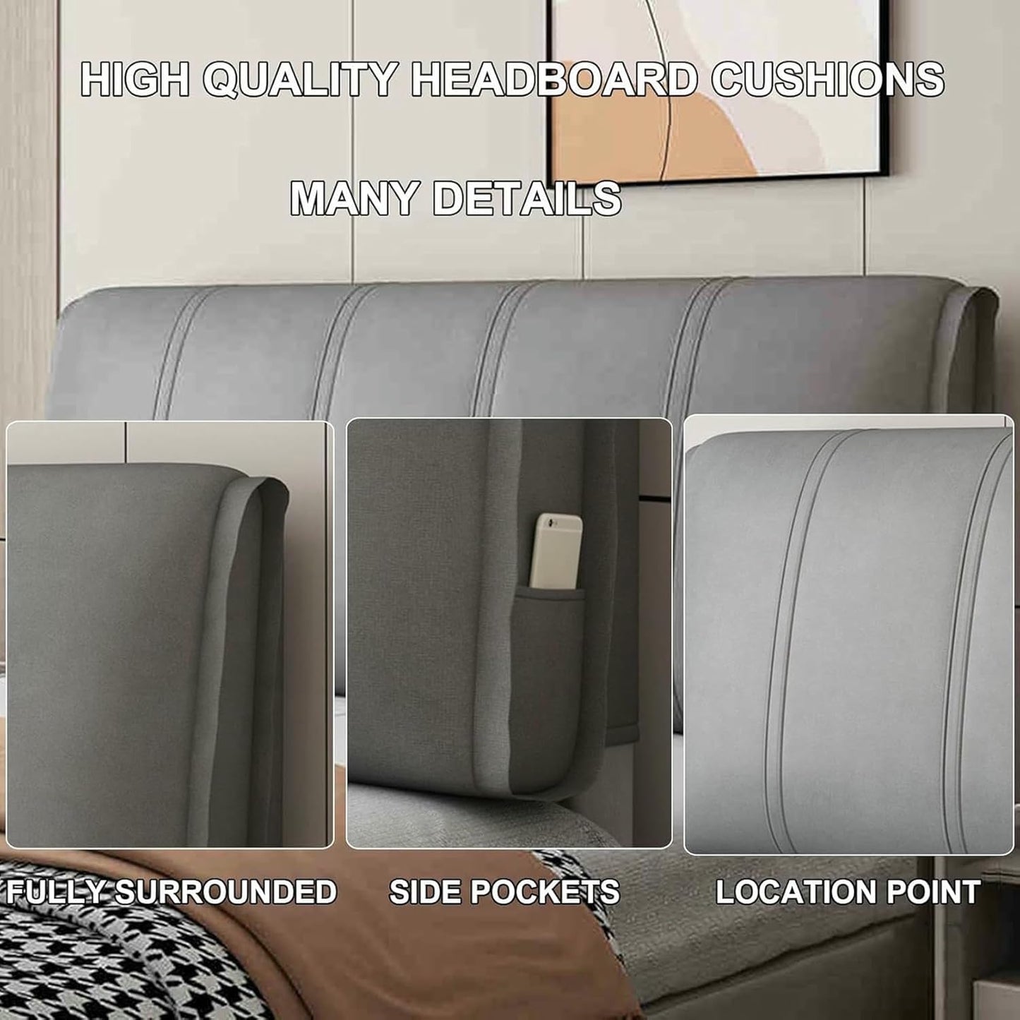 Camel,Straps/59x23x4In,Wedge Bedside Cushion Solid Color Headboard Pillow Large Backrest Rectangle Headboard Upholstered Lumbar Support Cushion for Bunk Bed Daybed
