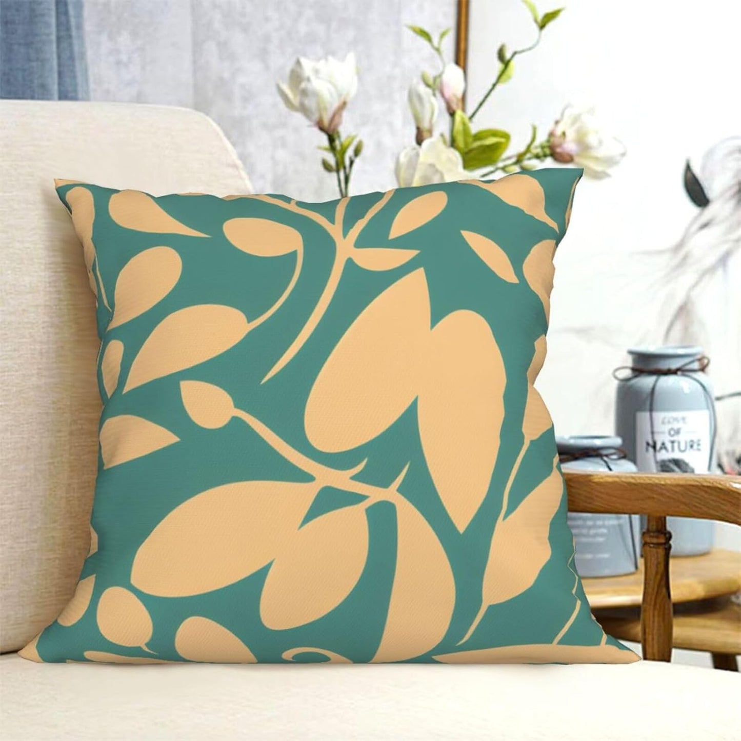All-Season Square Pillow Covers 18"X18", Yellow Leaf, Decorative Throw Pillow Covers for Sofa Bed Couch, Hidden Zipper Cushion Cover, Square Lumbar & Accent Pillowcases for Home Decor