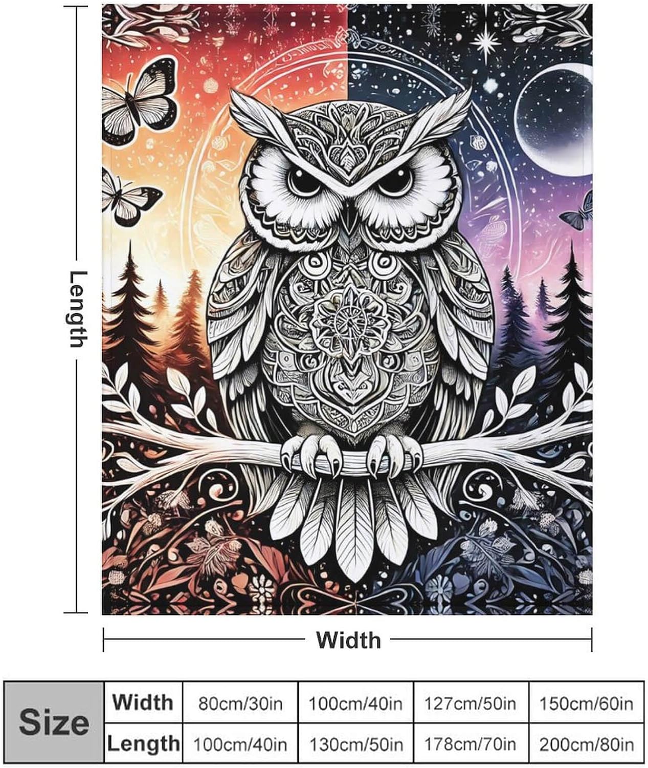 Owl Throw Blanket - Soft Flannel Blankets for Teens Adults Women Men Owl Lovers - Warm Throw Blankets for All Season Lap, Chair, Sofa - 70"x50"