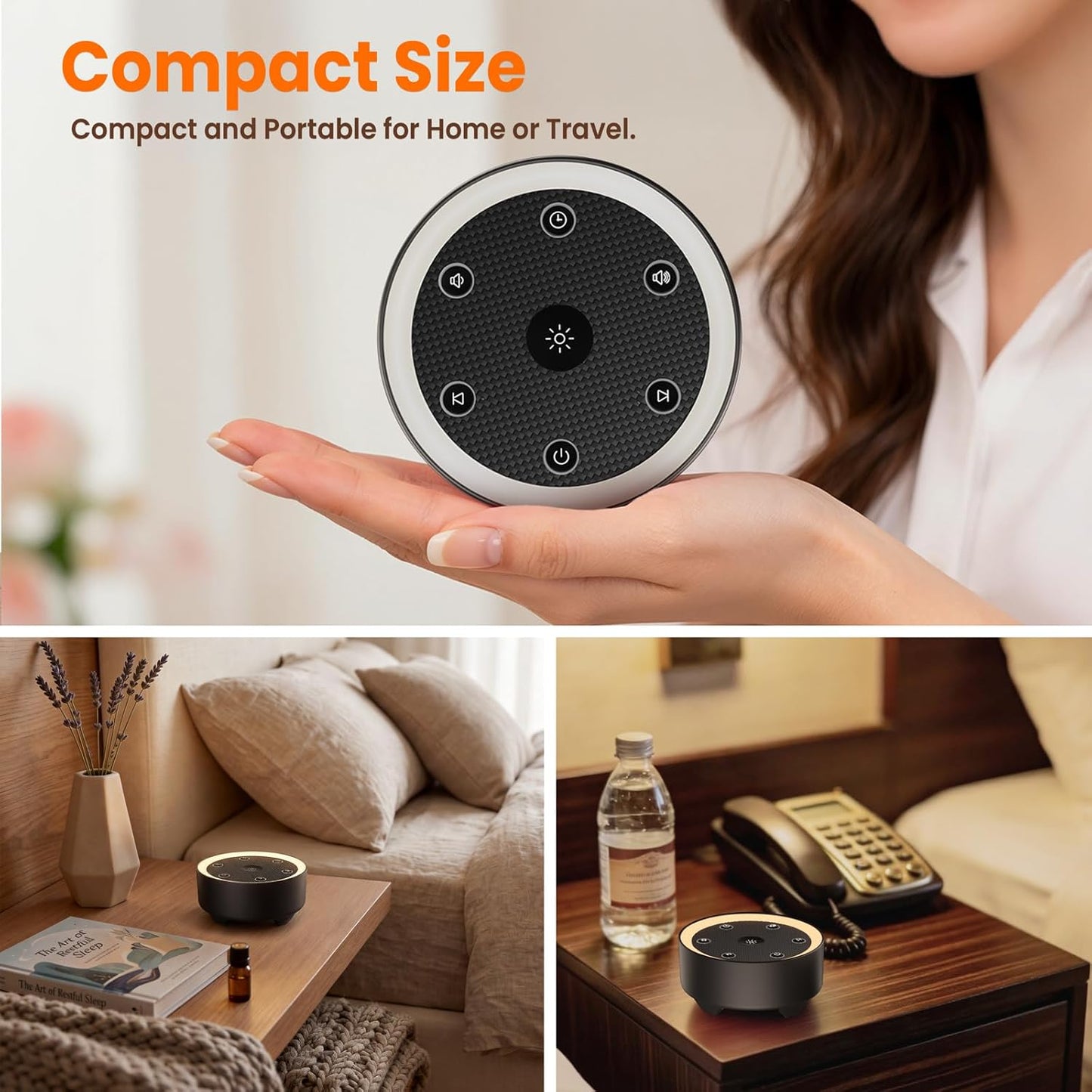 Kipcush Sleep Sound Machine - 21 High-Fidelity Non-Looping Sounds, Portable White Noise Machine for Baby, Kids & Adults, Dimmable Night Light, 6 Auto-Off Timers, USB Powered for Travel, Home & Office