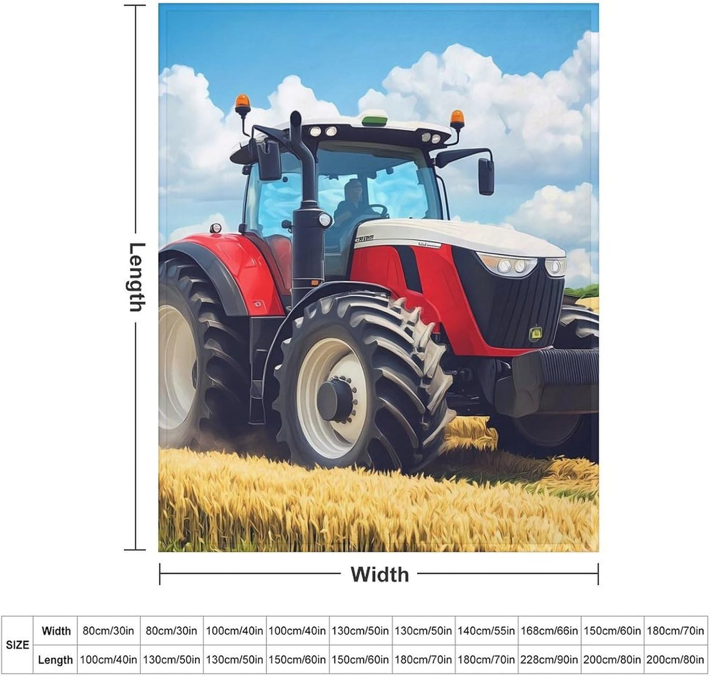 Tractor Printed Throw Blanket for Couch Bed Plush Cozy Fuzzy Flannel Blanket for All Season 40"x50"