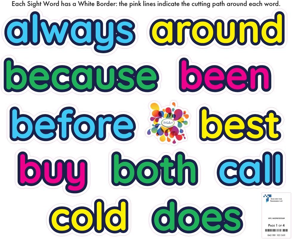StikArt 46 Dolch Sight Words Wall Decals (Second Grade List)