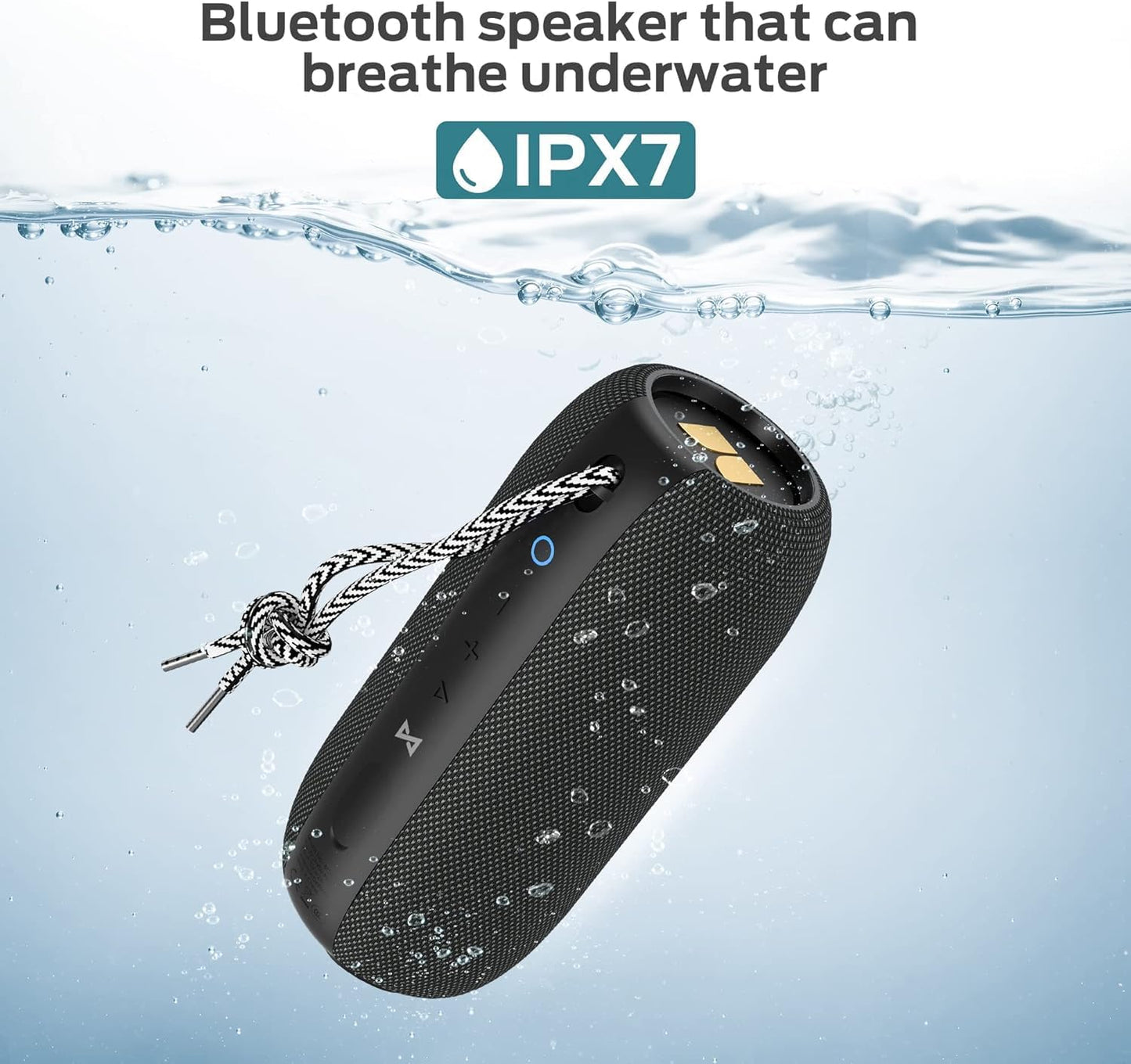 Monster S320 Bluetooth Speaker, Portable Bluetooth Speaker, 40W True Wireless Speaker,360° Stereo Sound Effect,IPX7 Waterproof Speaker, 32 Hour Playing Time,Suitable for Outdoor Speakers, Black