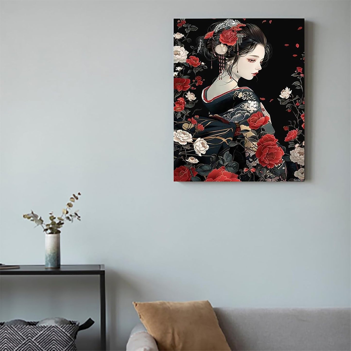 Canvas Wall Art Posters Asian Geisha Picture Prints Wall Decor for Living Room Bedroom Modern Japanese Artwork Bathroom Home Decorations Framed 8x10inch