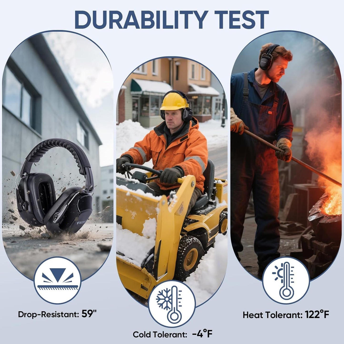 TICONN Noise Cancelling Ear Muffs for Adults, SNR 33dB Hearing Protection, Adjustable Safety Earmuffs for Construction