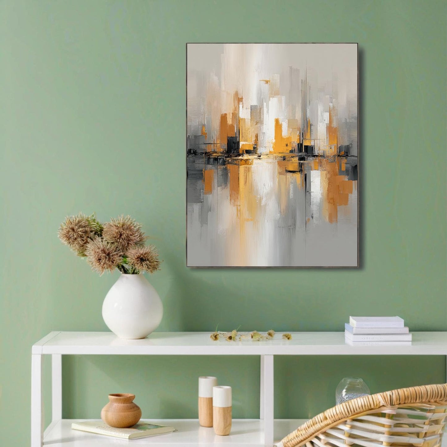GDJSMIN Abstract Painting Wall Art, Cityscape Poster for Reading Room Living Room Decor 24 x 36 inch Unframed