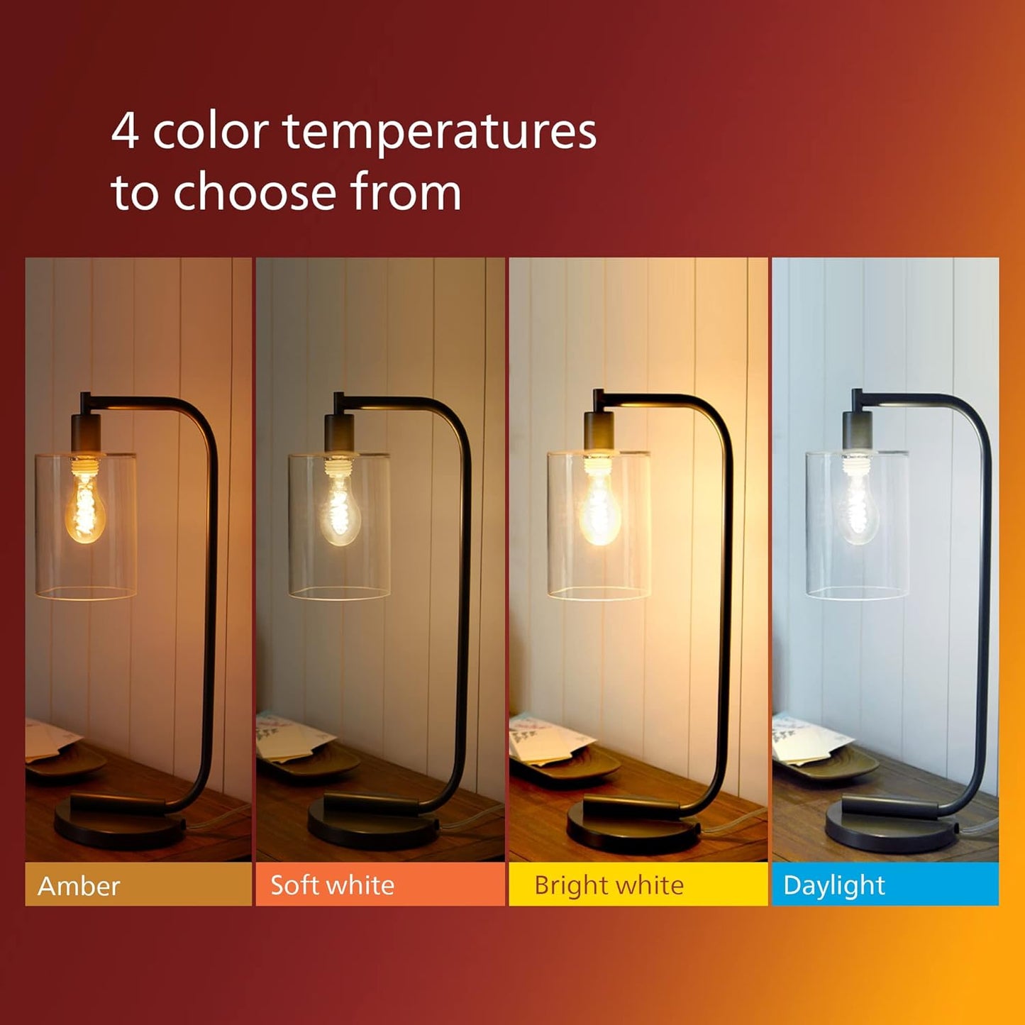 PHILIPS LED 60W A19 1-Pack Vintage Edison Spiral Amber (2000K) 400 Lumen (6.5W = 60W) Dimmable Flicker-Free Light Bulb