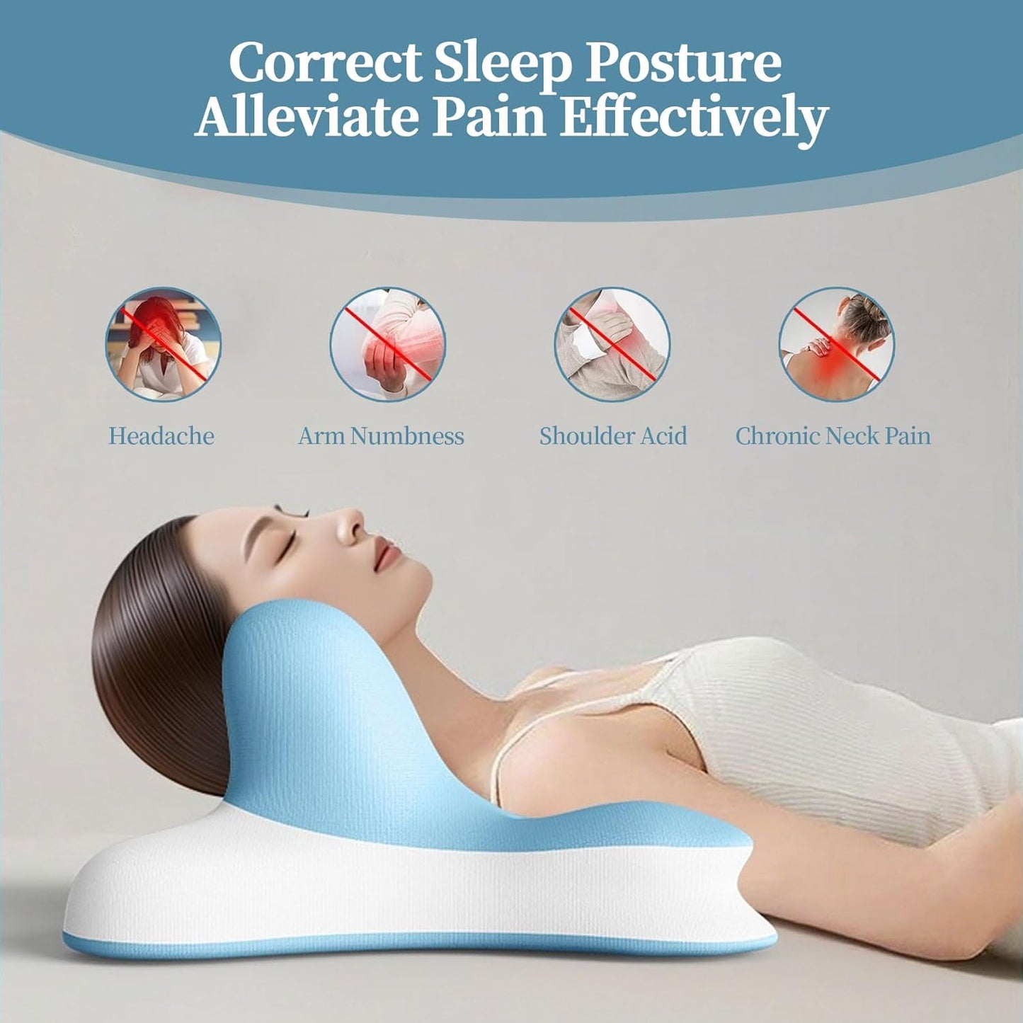 Reading Pillow for Bed, Lying, Leaning and Prone, Ergonomic Memory Foam Pillow for Headboard, Chin & Back Support Pillows on Bedrest Couch Floor- Blue