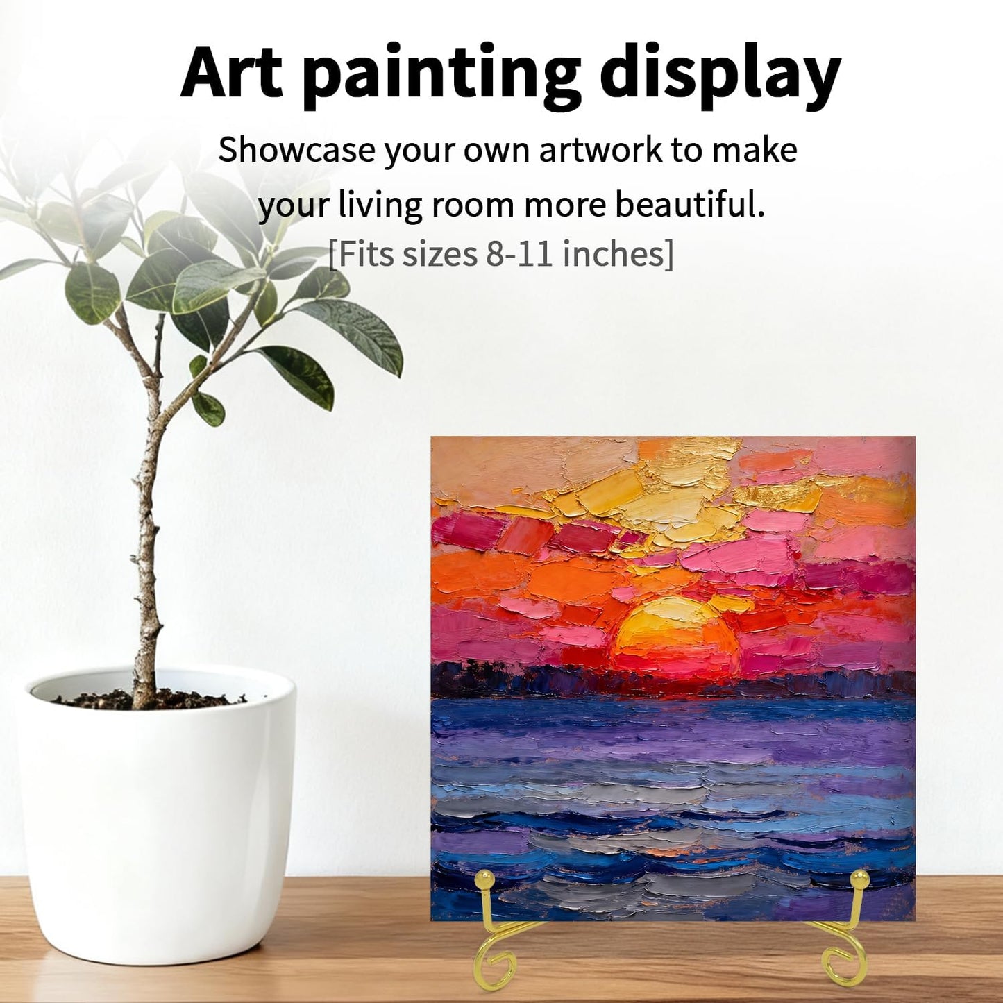 Iron Plate Stands for Display, Foldable Book Holder & Easel Stand for Sign, Versatile Poster Stand and Small Plate Stand for Home Decor, Art, Photo Frame, Card, Crystal Display (Gold, 8 inch (4Pcs))