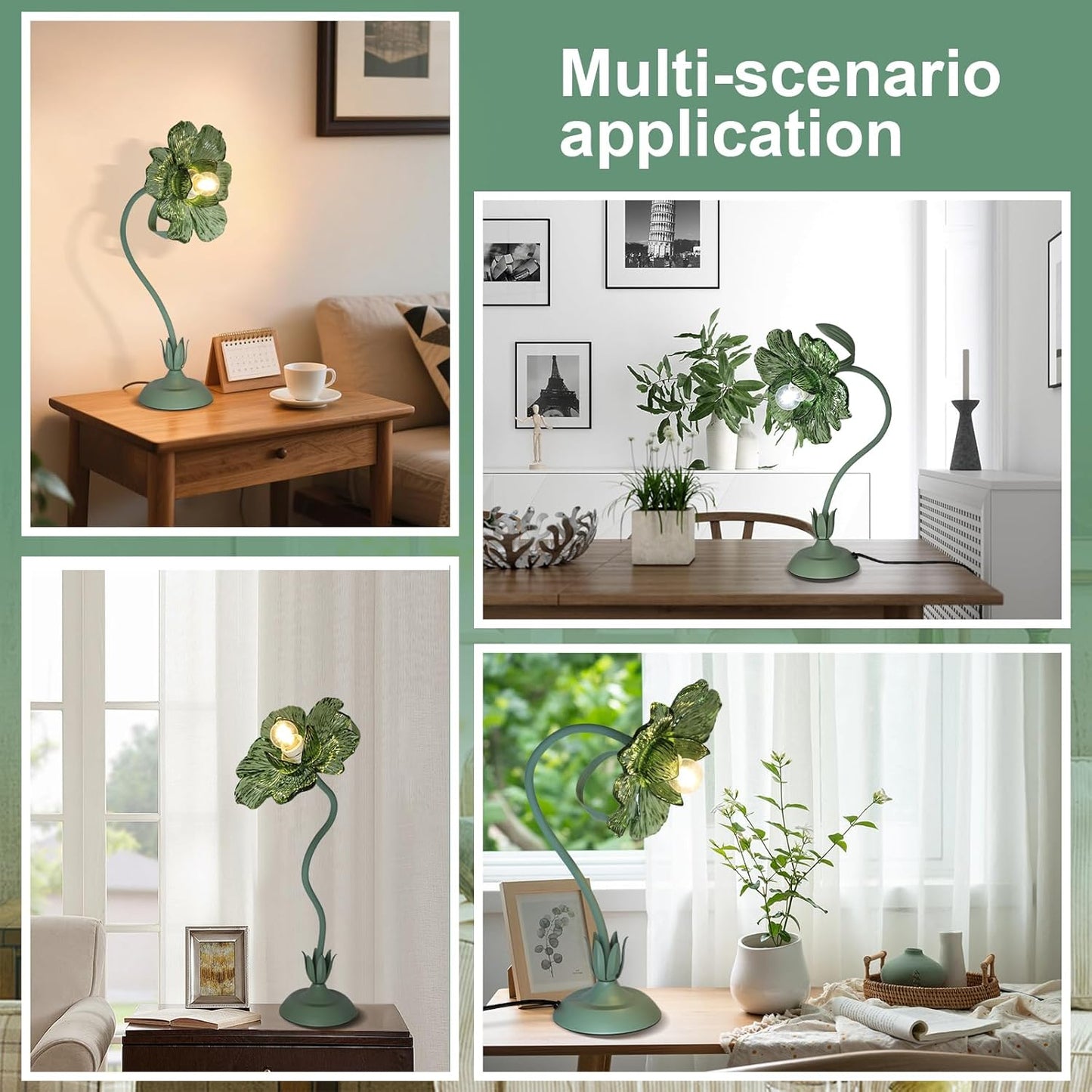Begonia Flower Table Lamp for Bedroom, 3 Colors Flower Reading Light with E26 Bulb, Cute Desk Lamp Bedside Lamps for Nightstands Home Decor, Adjustable Flexible DIY Floral Lamps for Living Room Office