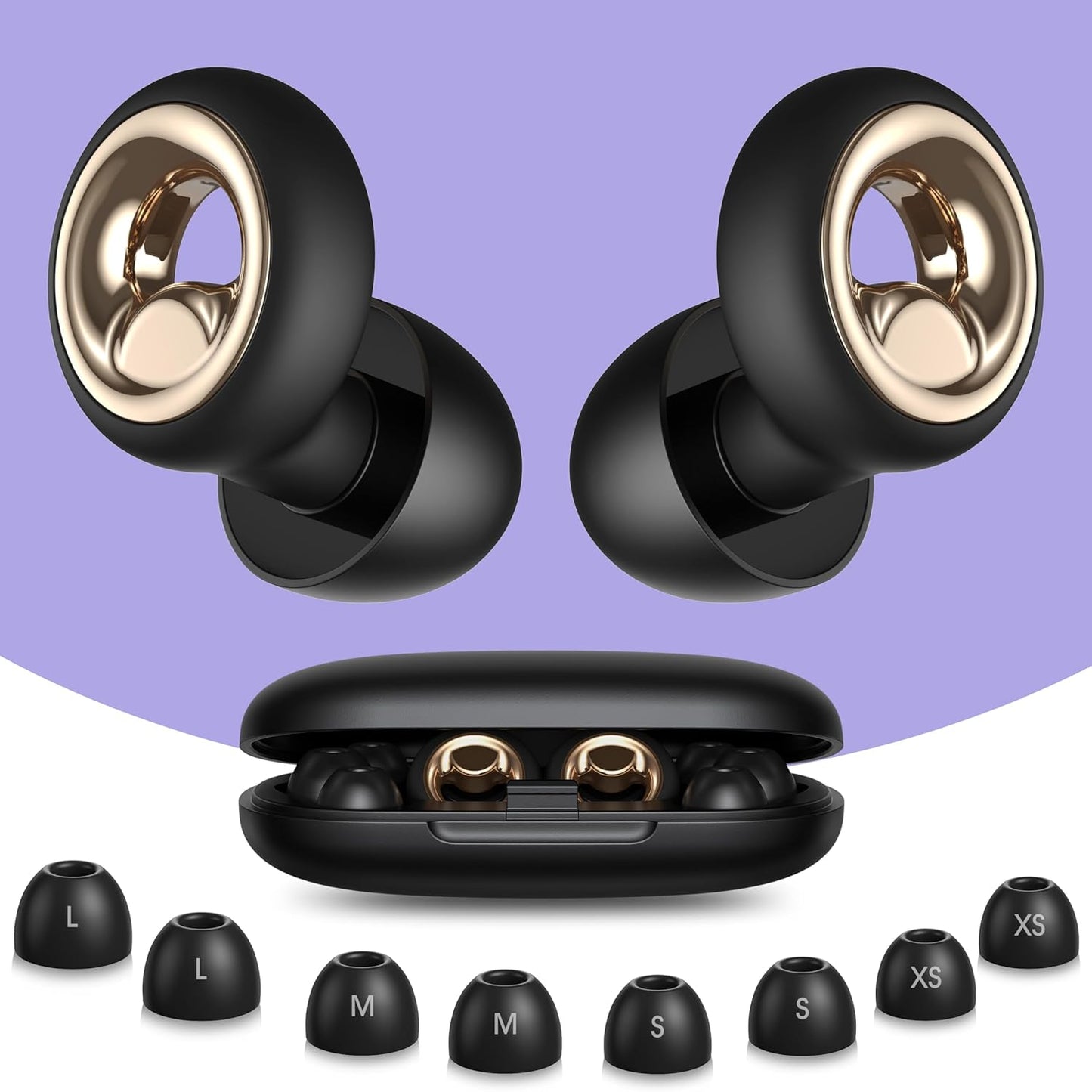 Ear Plugs for Sleeping, 45dB Noise Cancelling Ear Plugs, Reusable Silicone Earplugs for Noise Reduction with 8 Tips, Soft Earplugs for Snoring, Side Sleepers, Concerts, Travel, Work (Black)
