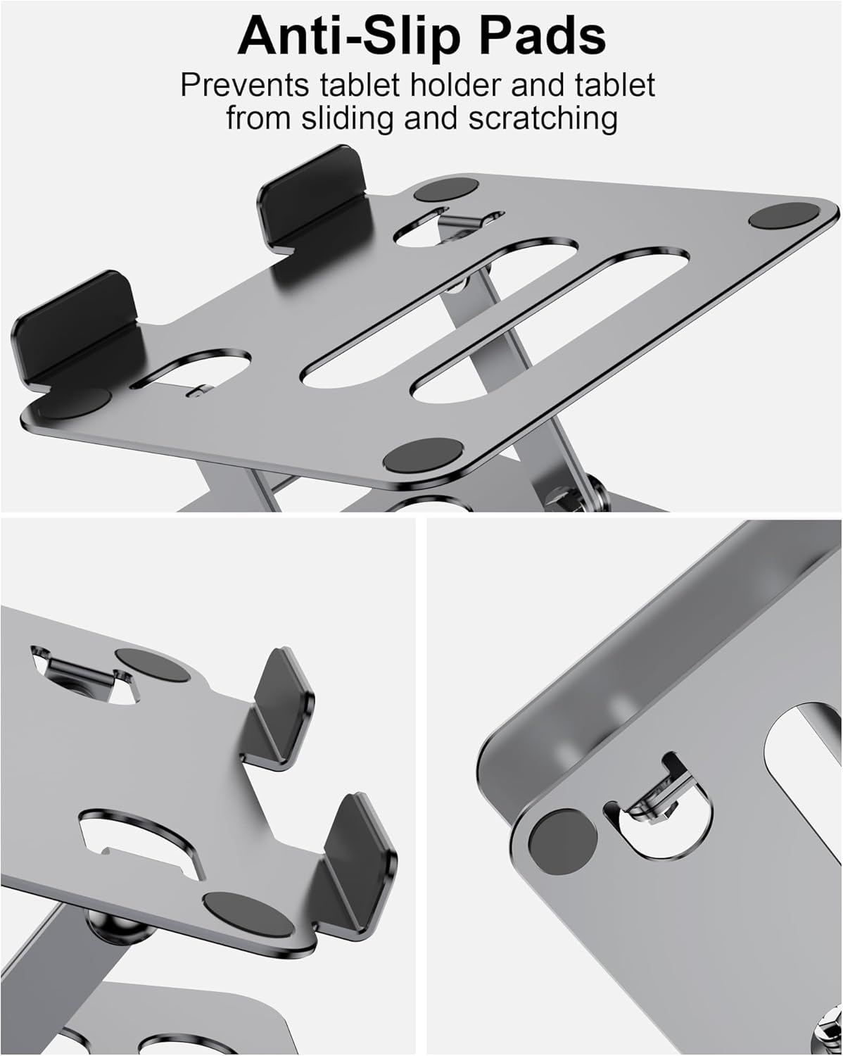T-Ablet Stand for iPad, Adjustable Foldable Aluminium T-Ablet Stand Holder for Desk for T-Ablet (4.7-12.9 inch) Kindle and Foldable Phone Compatible with iPad Series,Galaxy Z Flip5, Silver Gray