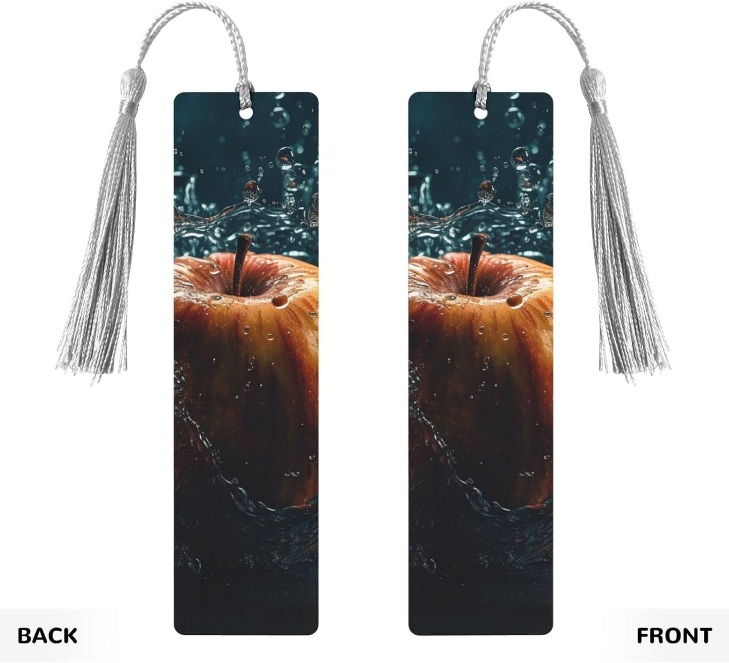 Fruits in Water Bookmarks Gifts for Women Men, Wooden Bookmarks for Book Lovers, Vintage Book Marks Ornaments with Tassel, Unique Personalized Reading Page Markers Gray