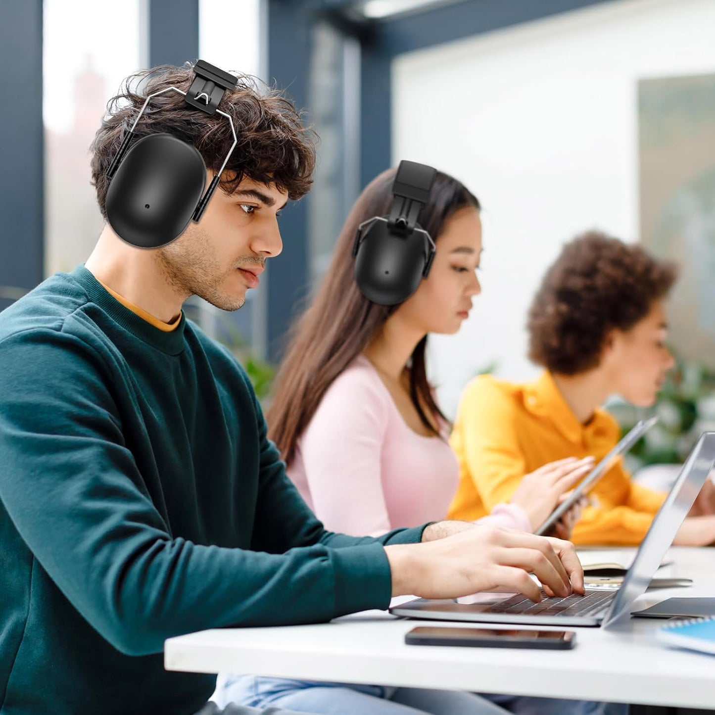 ProCase 2 Pack Ear Muffs for Noise Reduction SNR 32dB/NRR 26dB, Ear Hearing Protection for Adults/Kids, Autism Sensory Noise Cancelling Headphones for Work Shooting Gun Range -Black/Black
