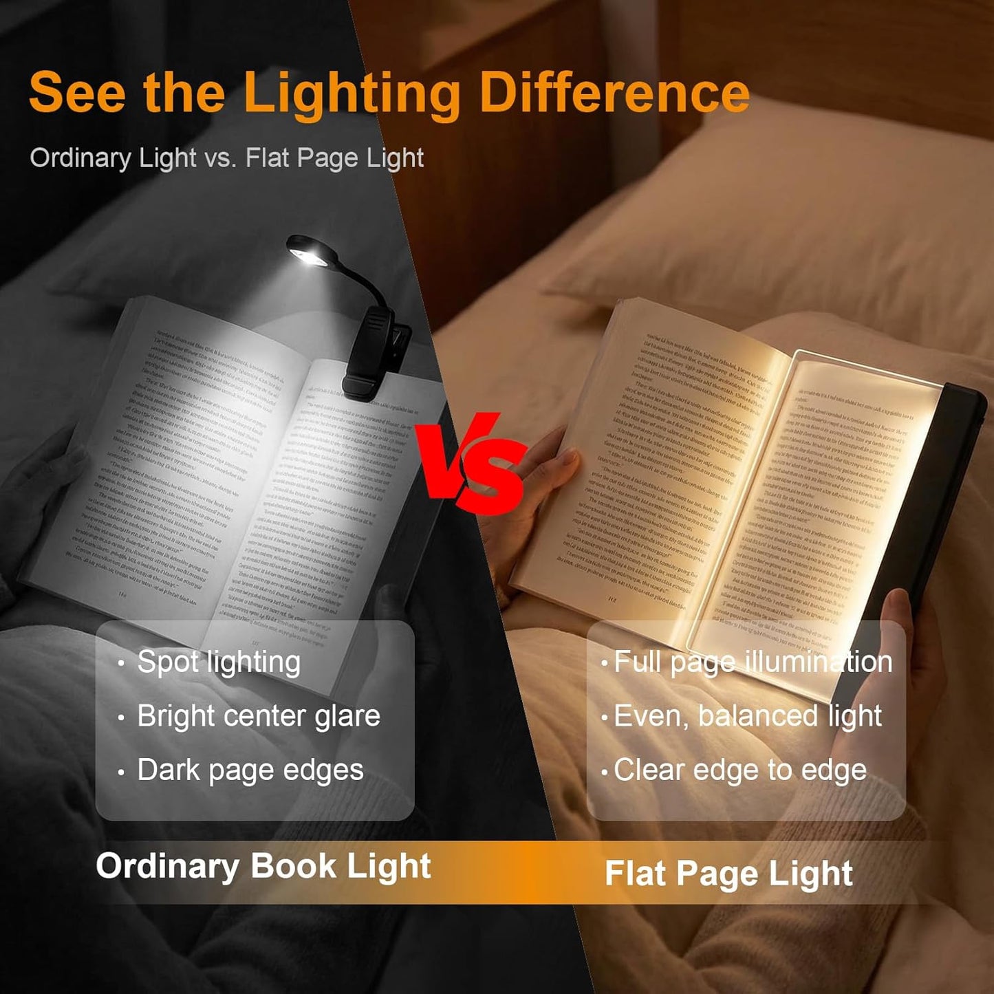 Flat Book Page Lights for Reading at Nights in Bed Rechargeable USB Clear Glow LED Neck Ultra-Thin Lamp Headboard Portable Clip on Panel Readers Kids Women Men Lovers Gifts Accessories (PINK)