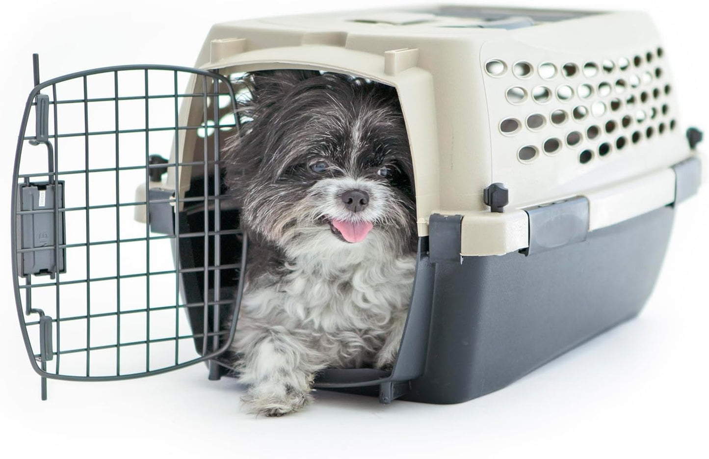 Petmate Vari Dog Kennel Portable Airline-Friendly Carriers & Crates for Small Dogs and Puppies, Durable Plastic, Pet Carrier For Home and Travel, XS Extra Small 19" For Dogs Up To 10 Lbs, Taupe