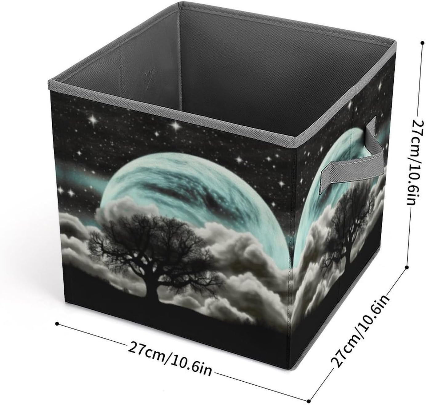 Starry Night Black Tree Art Storage Bins with Handles Fashion Large Storage Cubes Sturdy Foldable Storage Boxes Space-Saving Storage Baskets for Home Office Clothes Closet Organizers