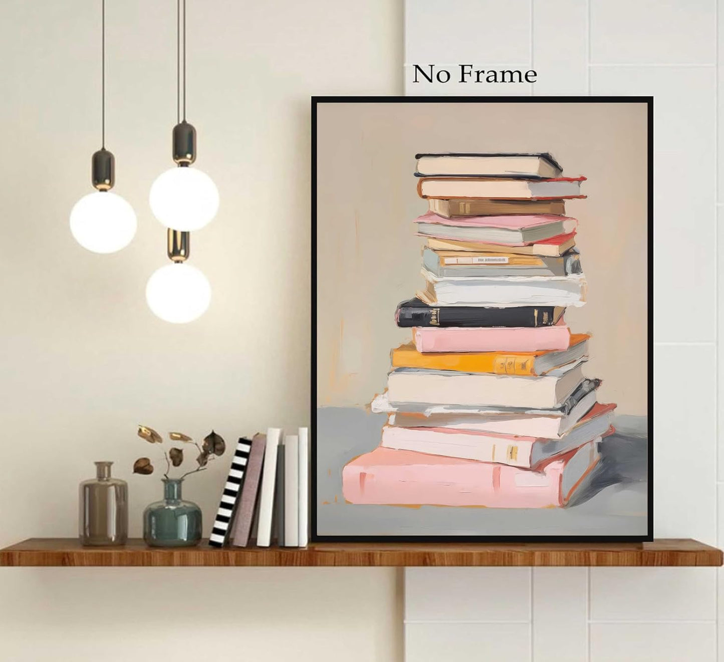 Pink Books Wall Art Aesthetic Reading Lovers Paintings Wall Decor Inspirational Educational Posters Prints for Home Bedroom Classroom Library Unframed