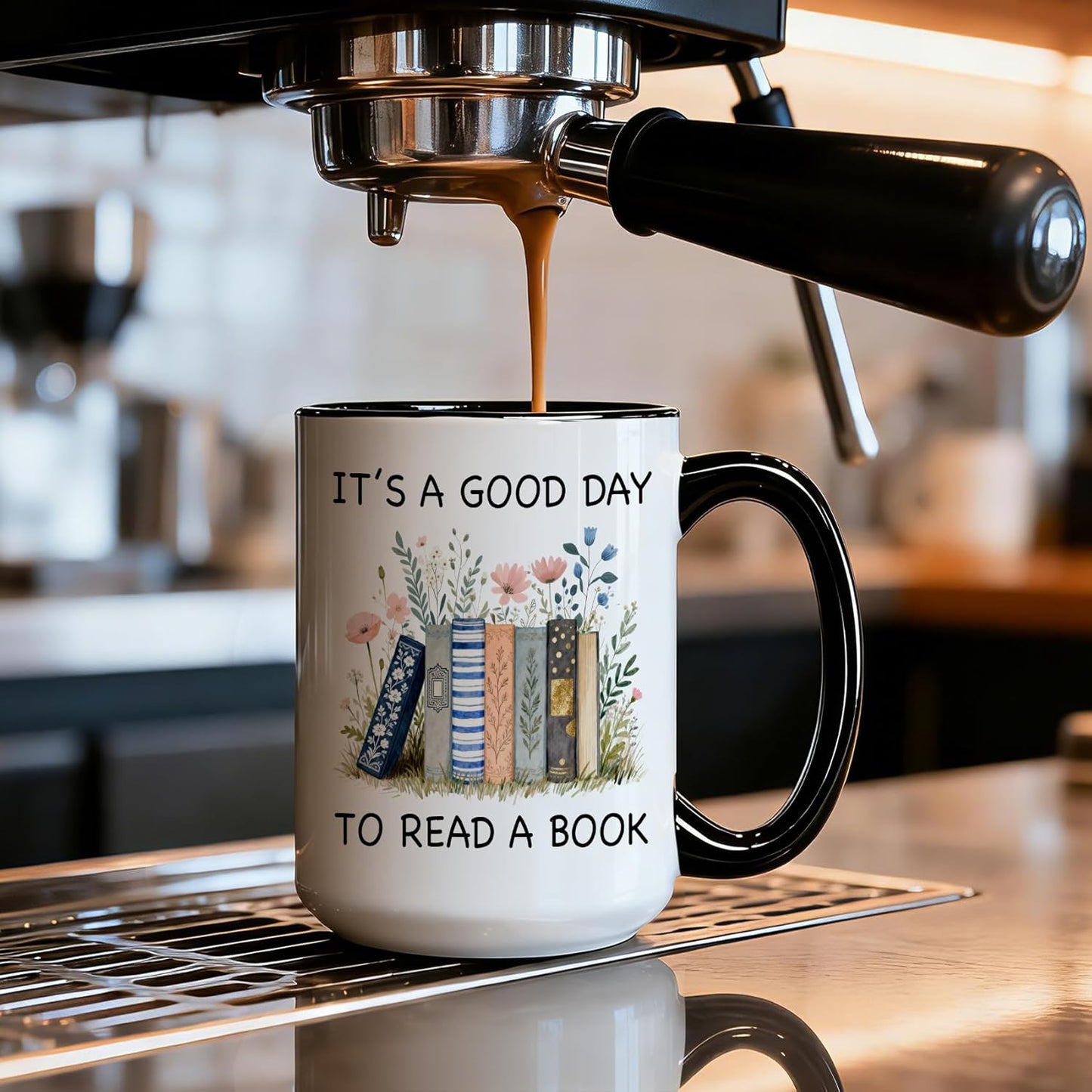 It's A Good Day to Read A Book Mug, mug Gifts for book Lover Women, Bookish mugs with Stacked Novel Design, reading Mugs gift for BookWorm Librarian Reader on Birthday, Reading Themed Coffee mug