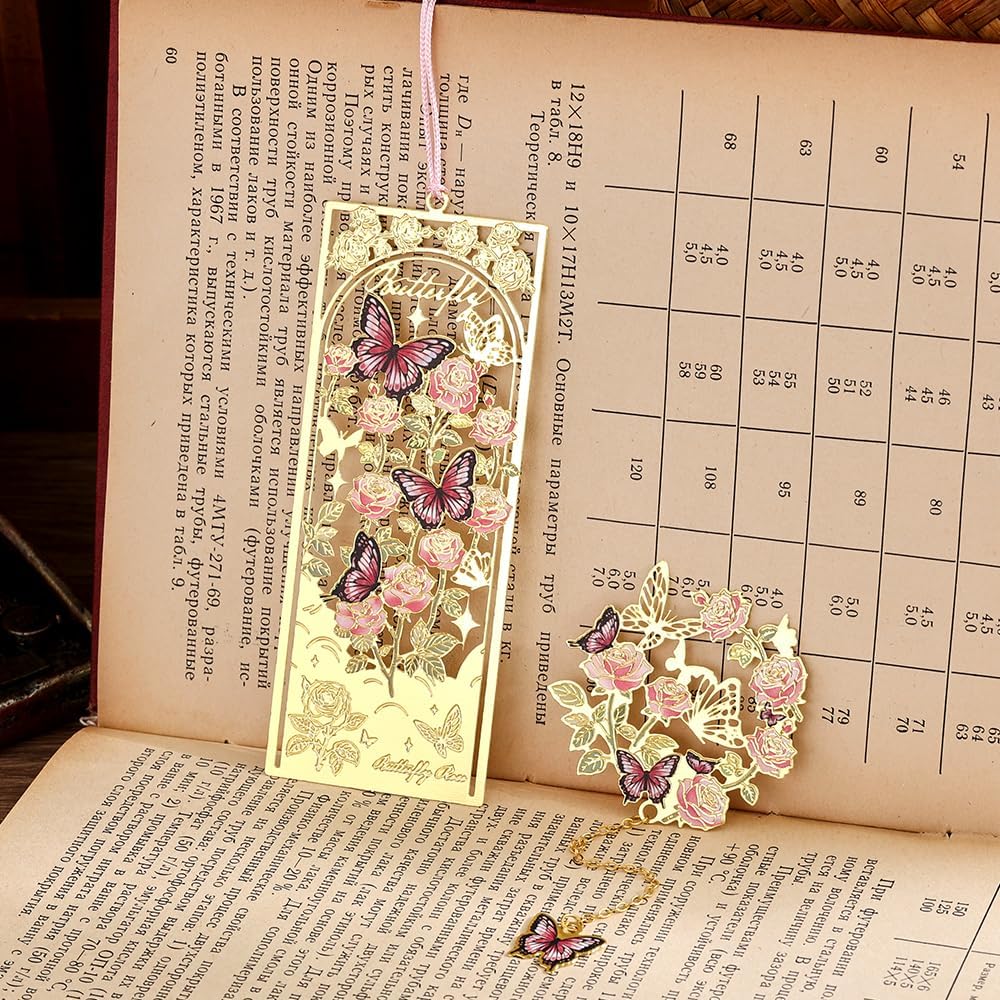 2pcs Bookmark Butterfly Flower Theme Pretty Book Marks Set with Bookmarks for Women, Cute Book Markers for Writers, Kids, Teens, Men Readers, Reading Accessories Gifts for Book Lovers