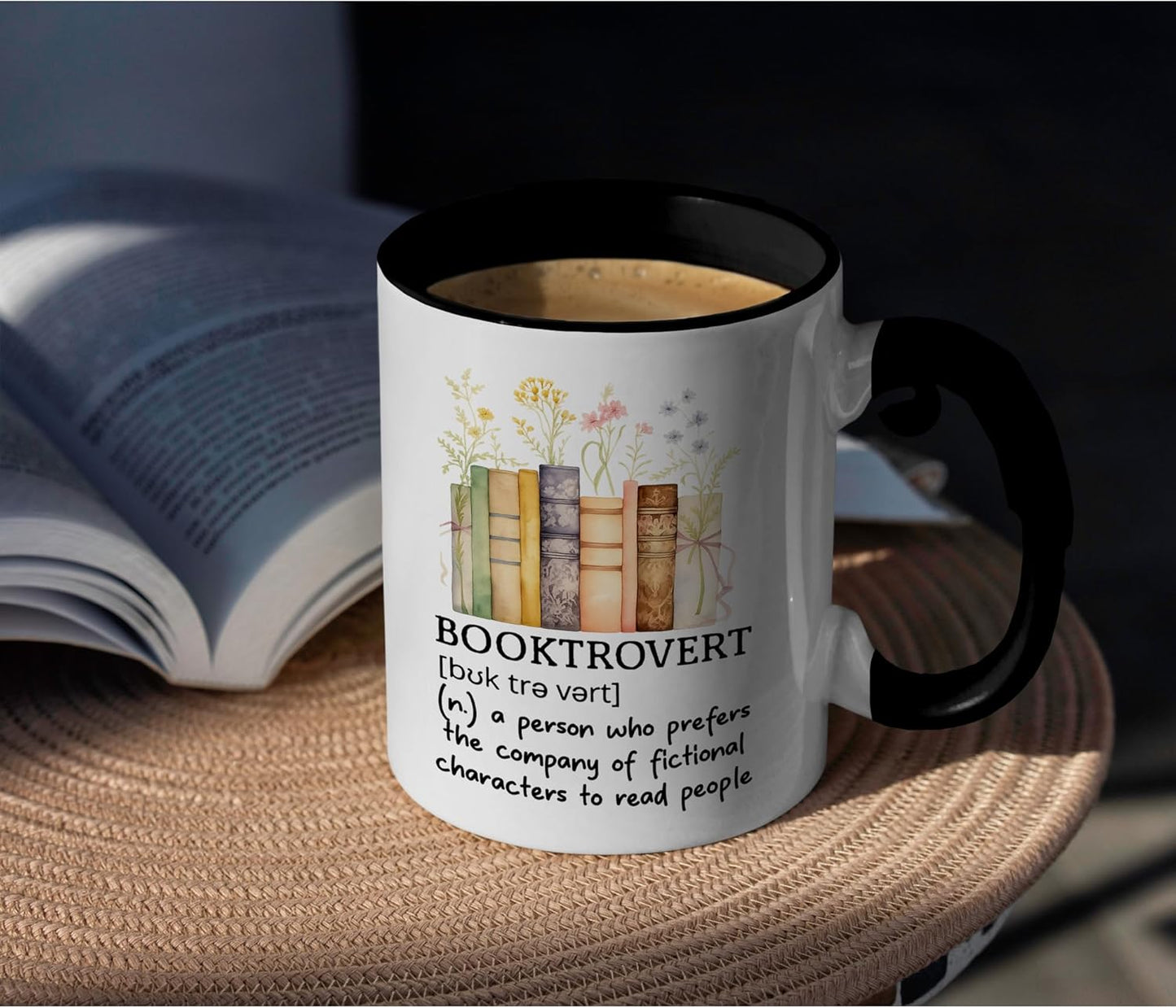 Book Lover Gifts - Booktrovert Mugs, Bookish Coffee Mug with Stacked Book Design, Bookworm Mugs for Readers, Coffee Mug for Readers, Birthday, Christmas Gifts for Books Lovers Women