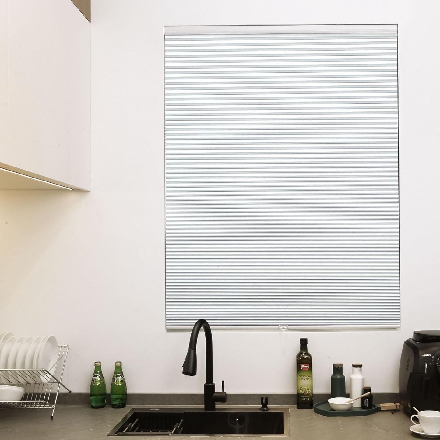BlinDecor Blackout Cellular Shades Cordless 30x64 in Honeycomb Blinds Windows Shade Easy Install & Clean Shades for Door Room Home Privacy, Blackout White